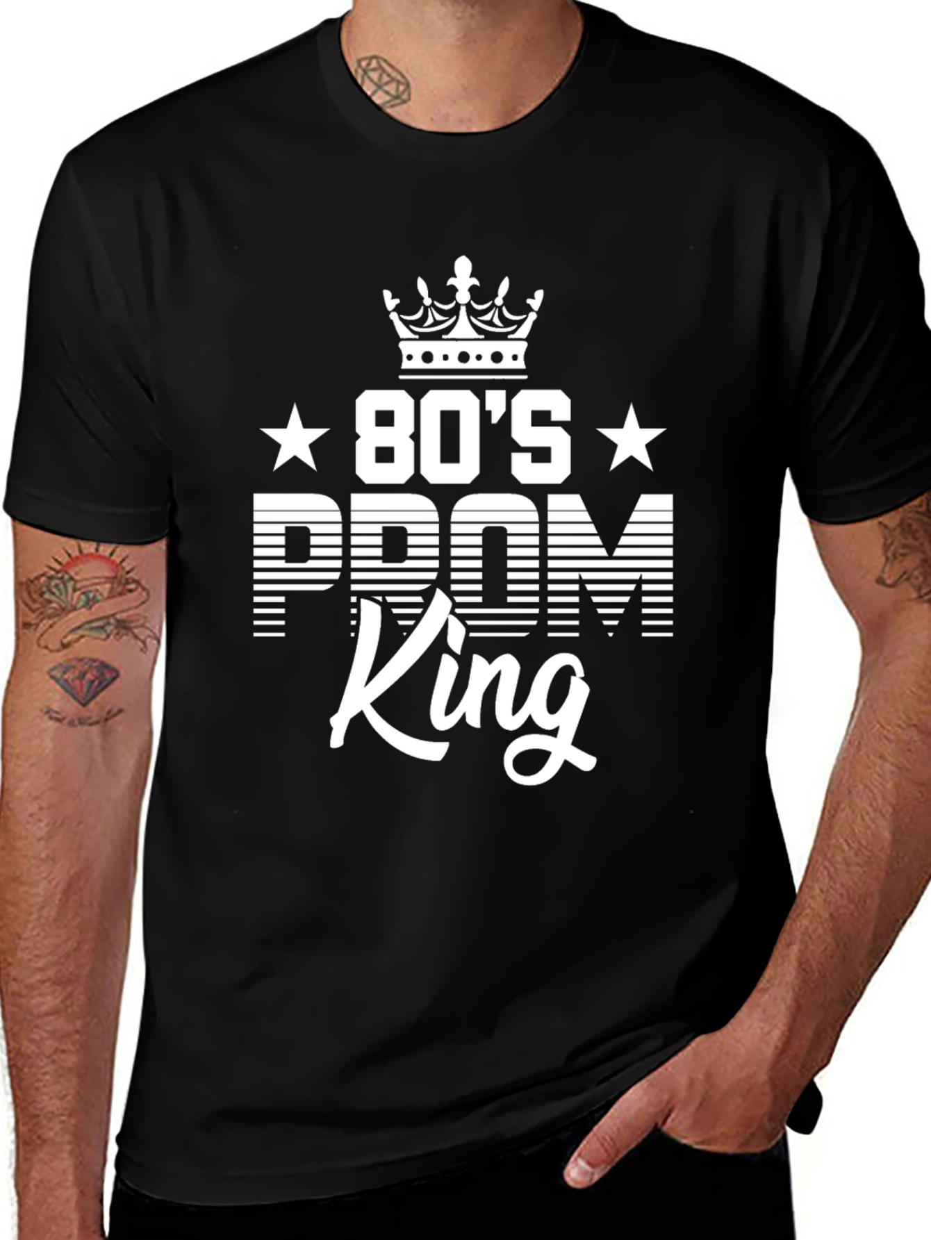 80s Prom King Black Graphic T-Shirt