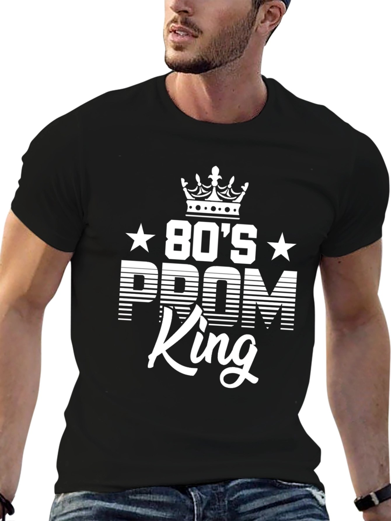 80s Prom King Black Graphic T-Shirt