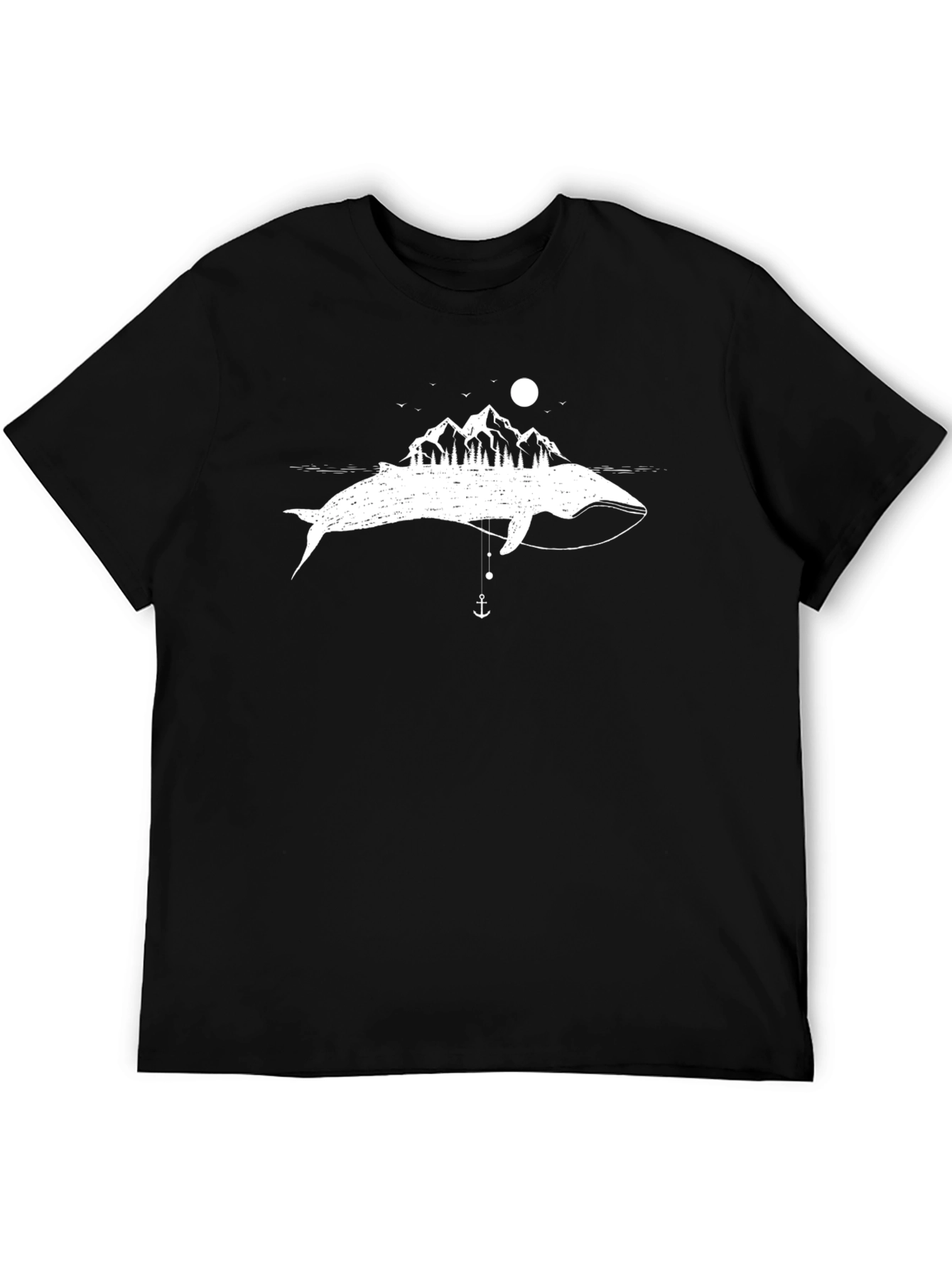 Whimsical Whale Mountain Scene Graphic Tee