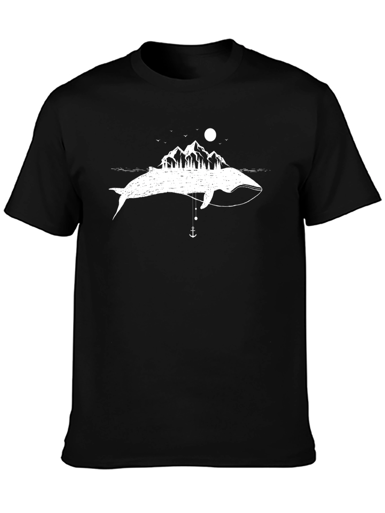 Whimsical Whale Mountain Scene Graphic Tee