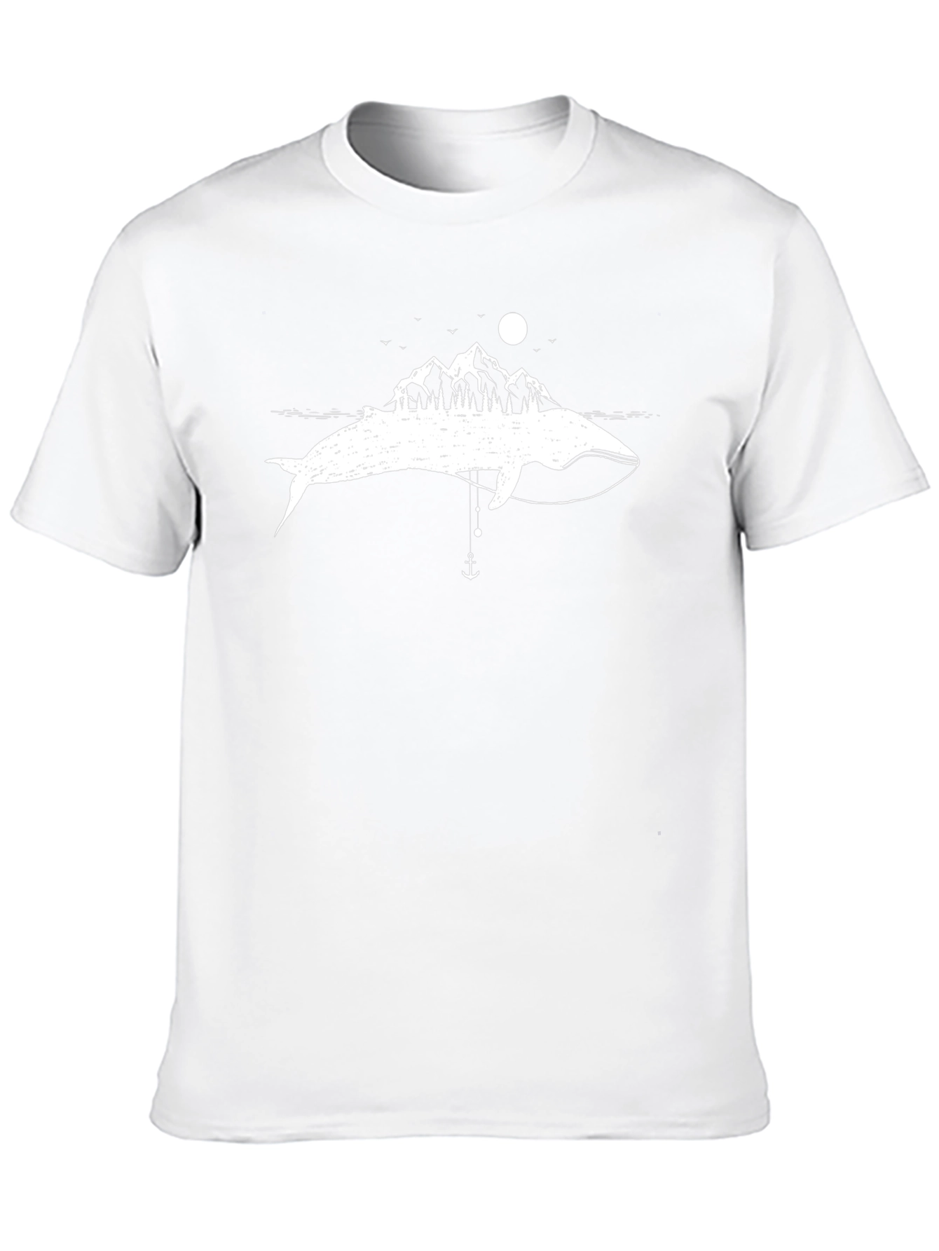 Whimsical Whale Mountain Scene Graphic Tee