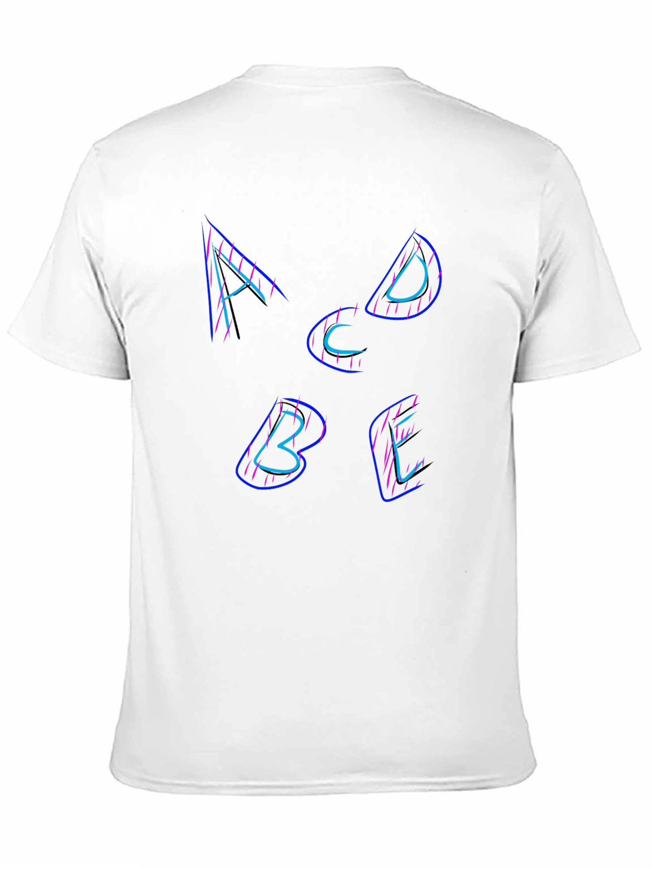 Alphabet Neon Graphic Tee - Black Cotton T-Shirt