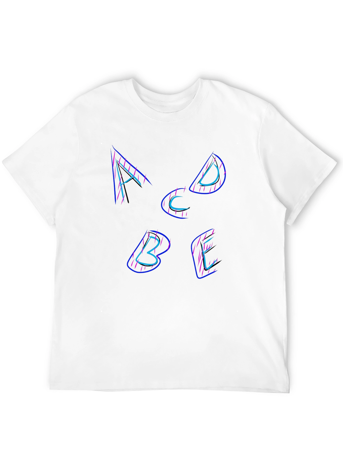 Alphabet Neon Graphic Tee - Black Cotton T-Shirt