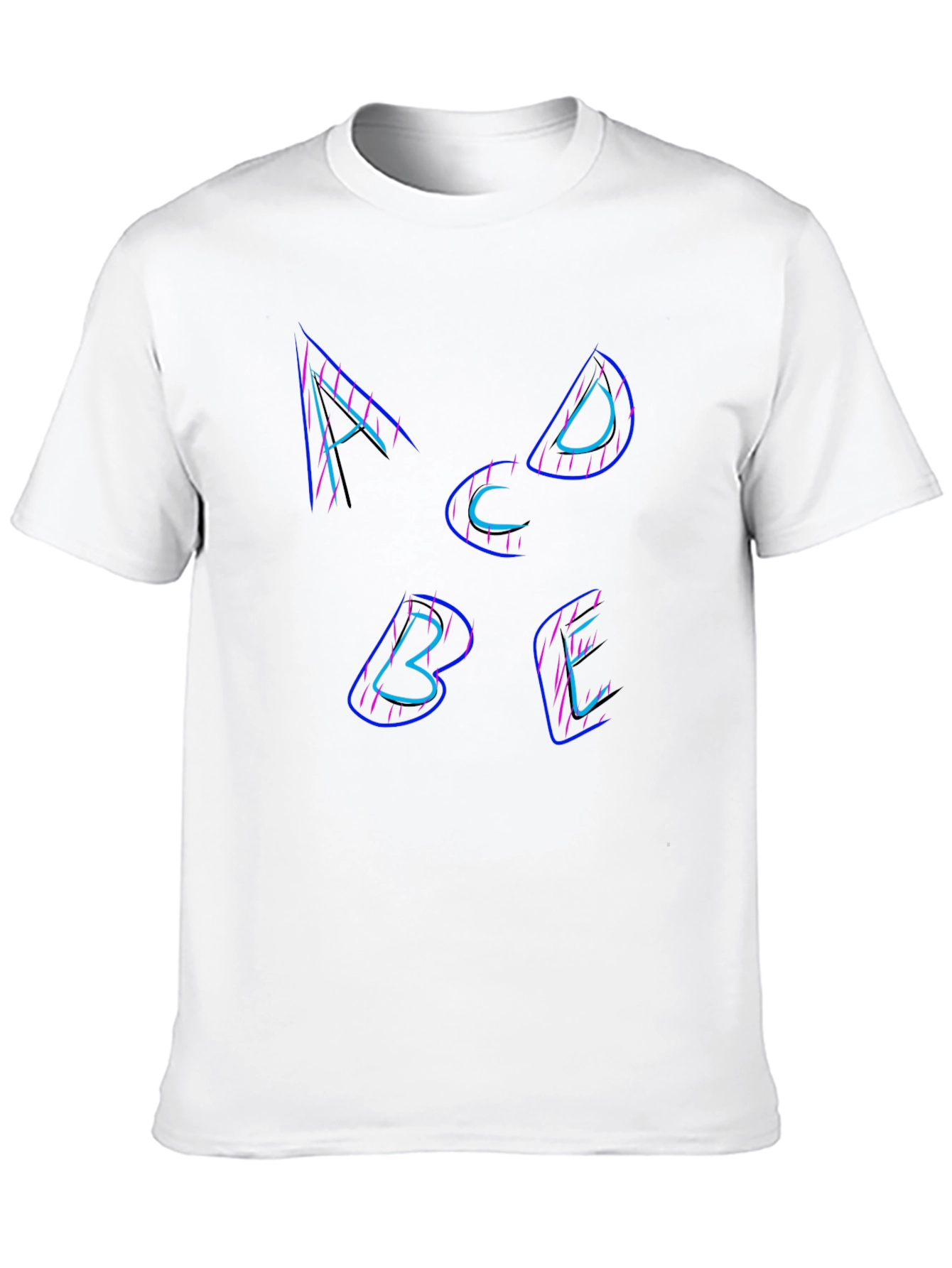 Alphabet Neon Graphic Tee - Black Cotton T-Shirt