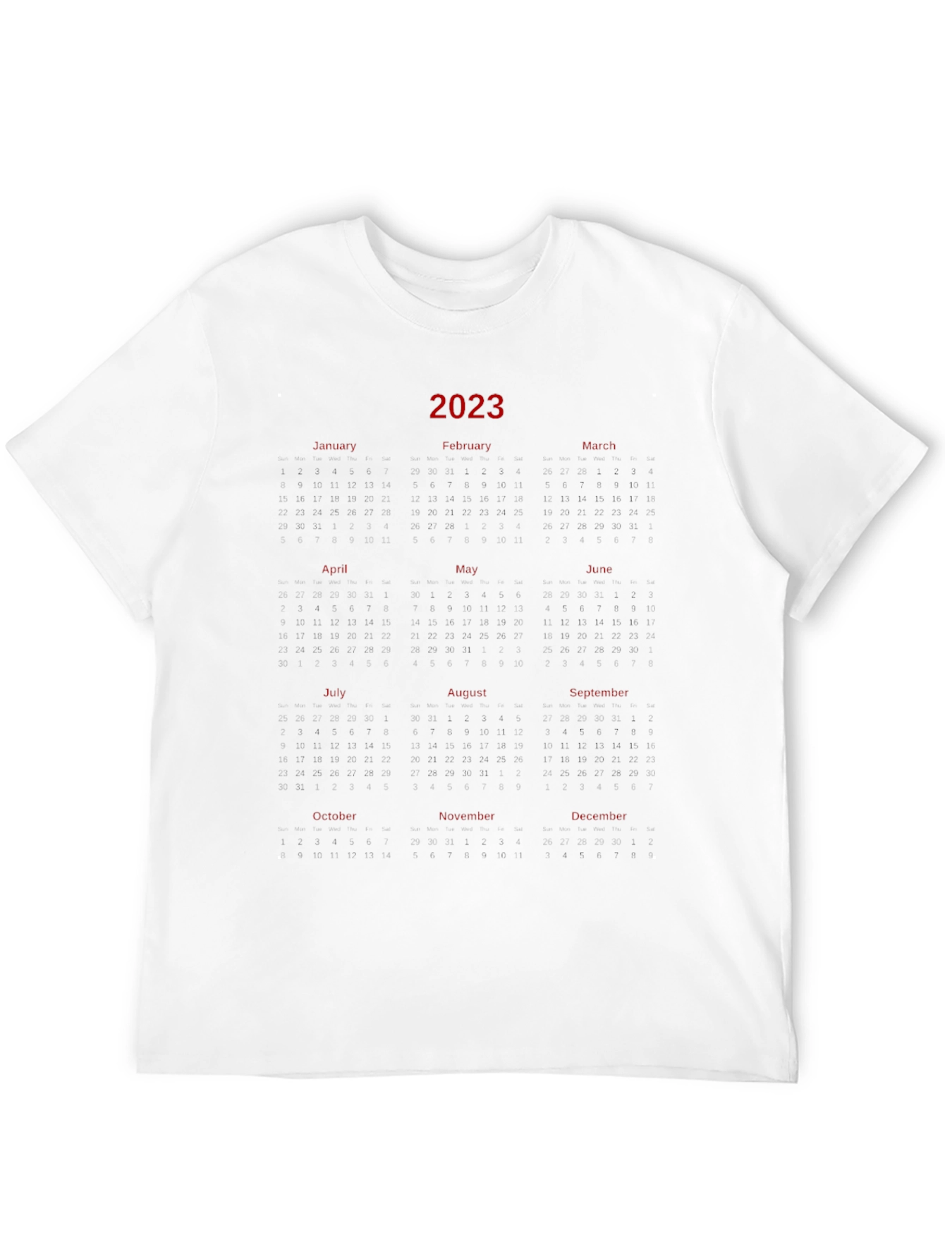 2023 Calendar T-Shirt - Unique Year Planner Tee