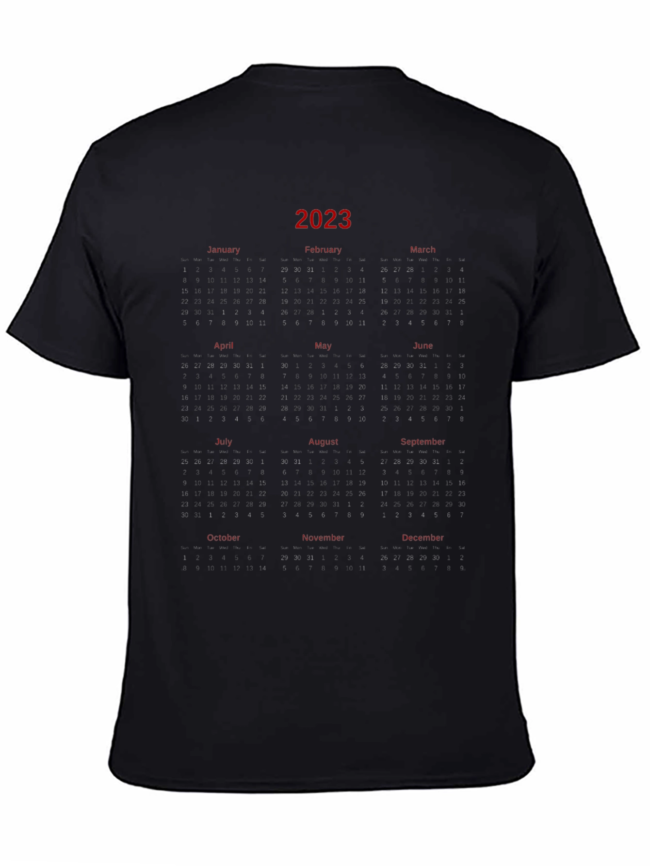 2023 Calendar T-Shirt - Unique Year Planner Tee