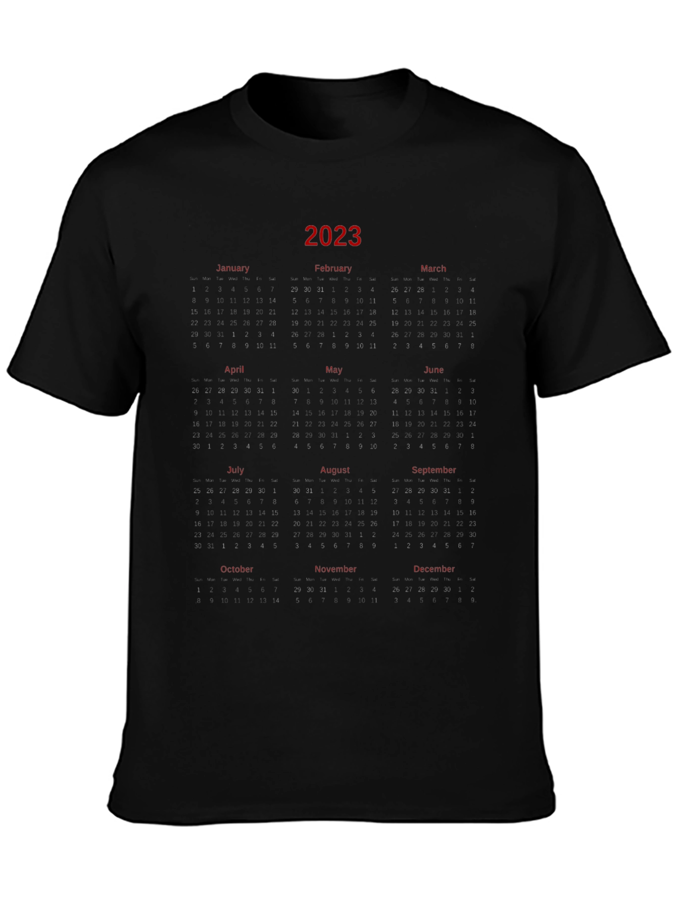 2023 Calendar T-Shirt - Unique Year Planner Tee