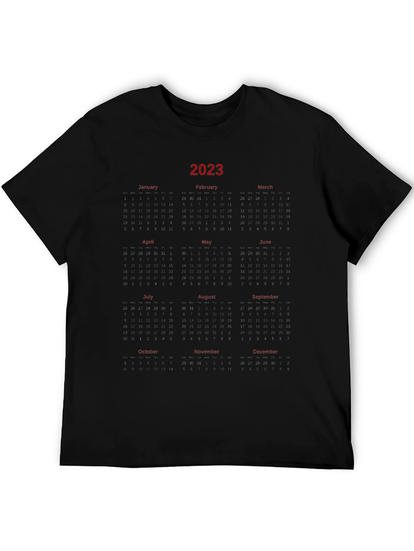 2023 Calendar T-Shirt - Unique Year Planner Tee