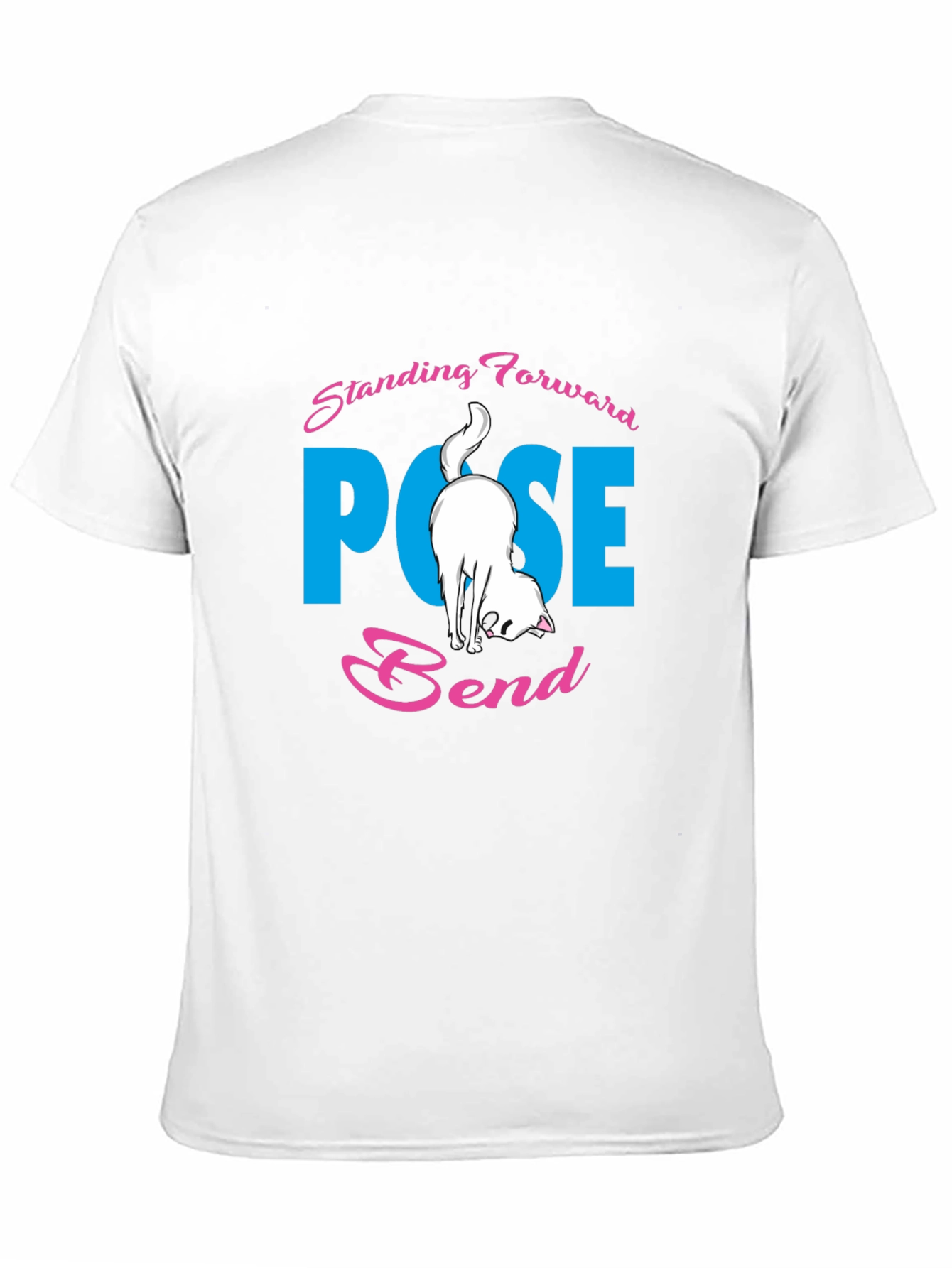 Yoga Cat Black T-Shirt: Forward Bend Pose