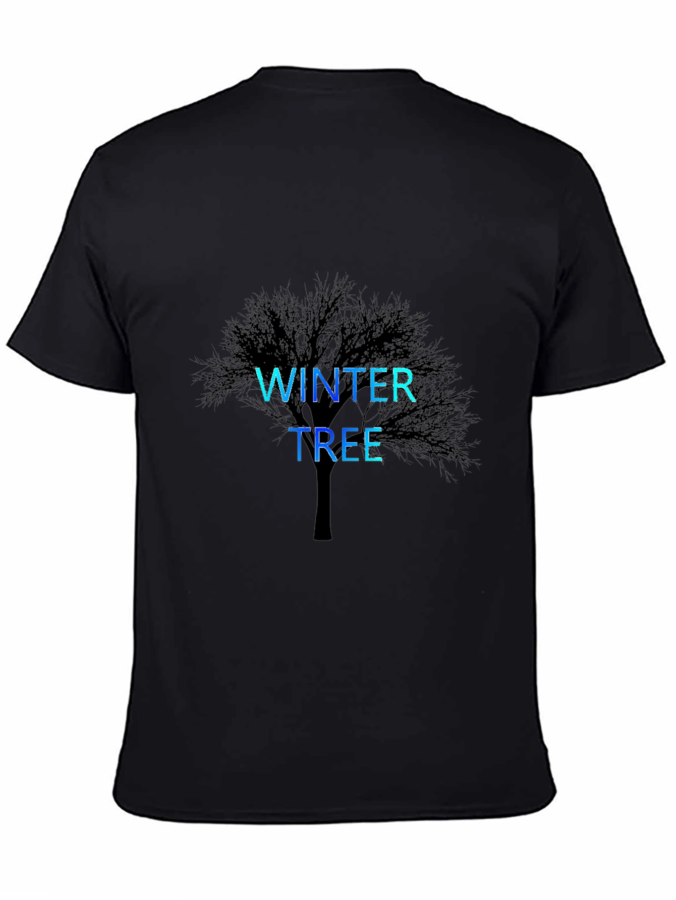 Winter Tree Graphic Print Black T-Shirt