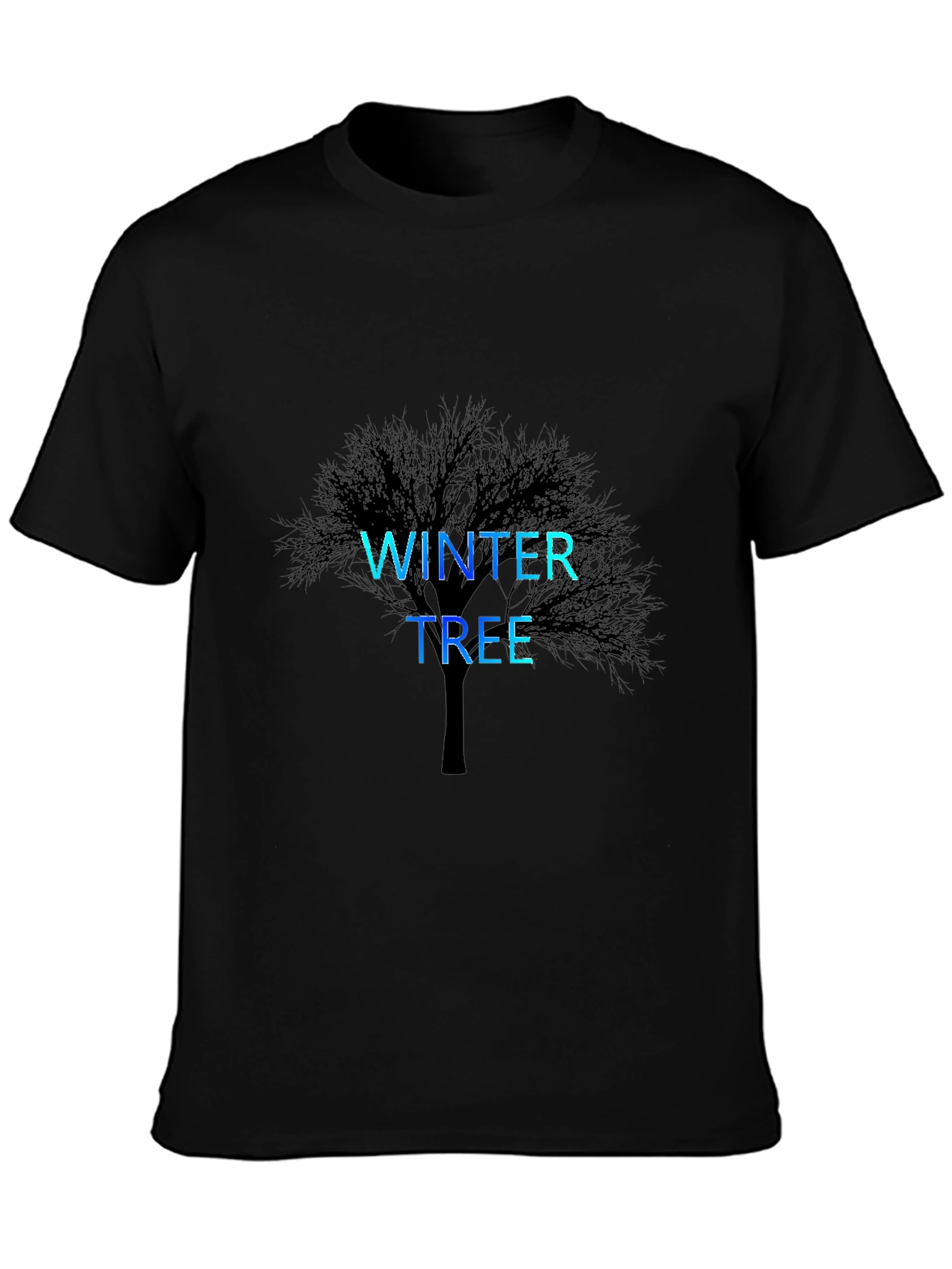 Winter Tree Graphic Print Black T-Shirt
