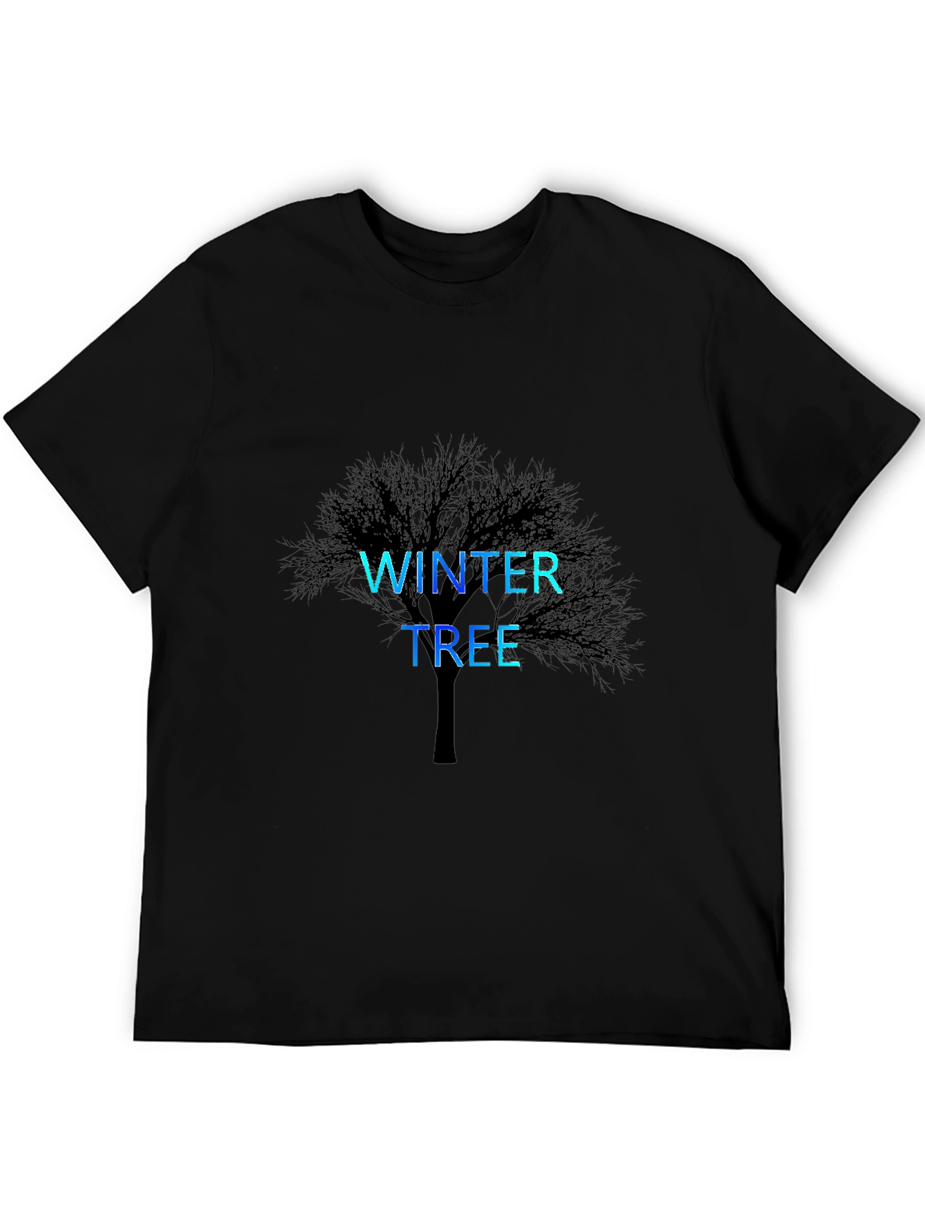 Winter Tree Graphic Print Black T-Shirt