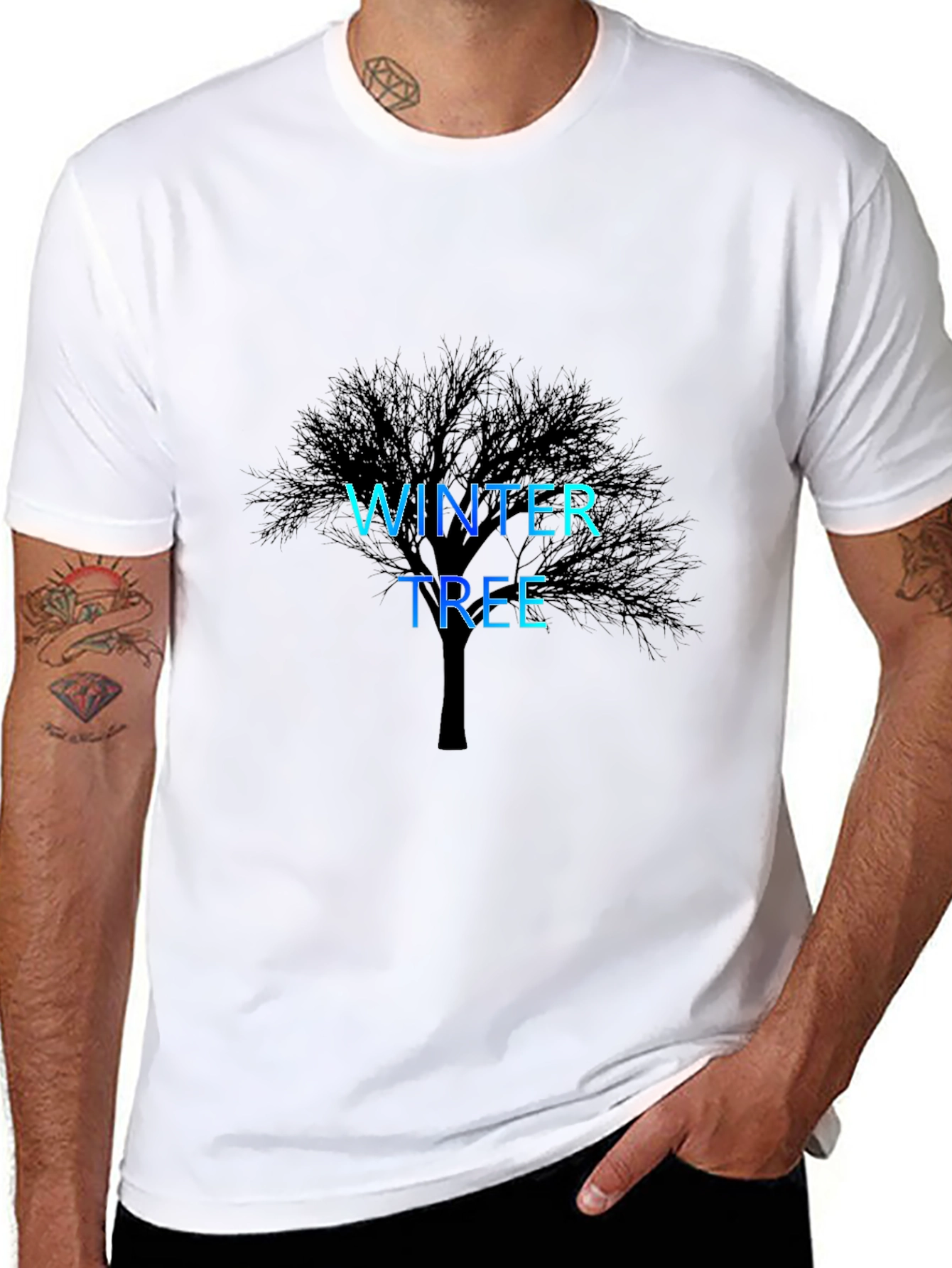 Winter Tree Graphic Print Black T-Shirt