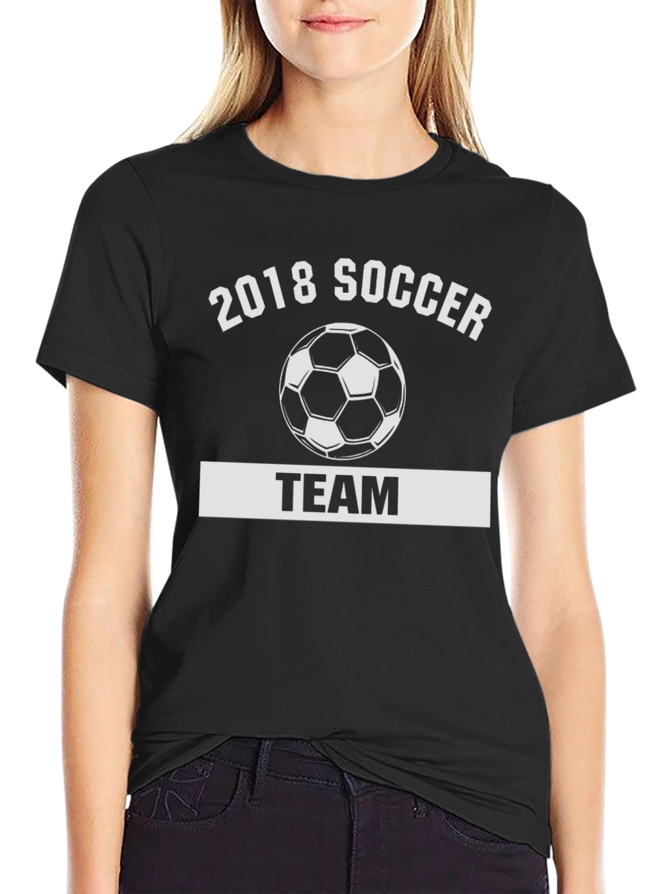 2018 Soccer Team Black Graphic T-Shirt