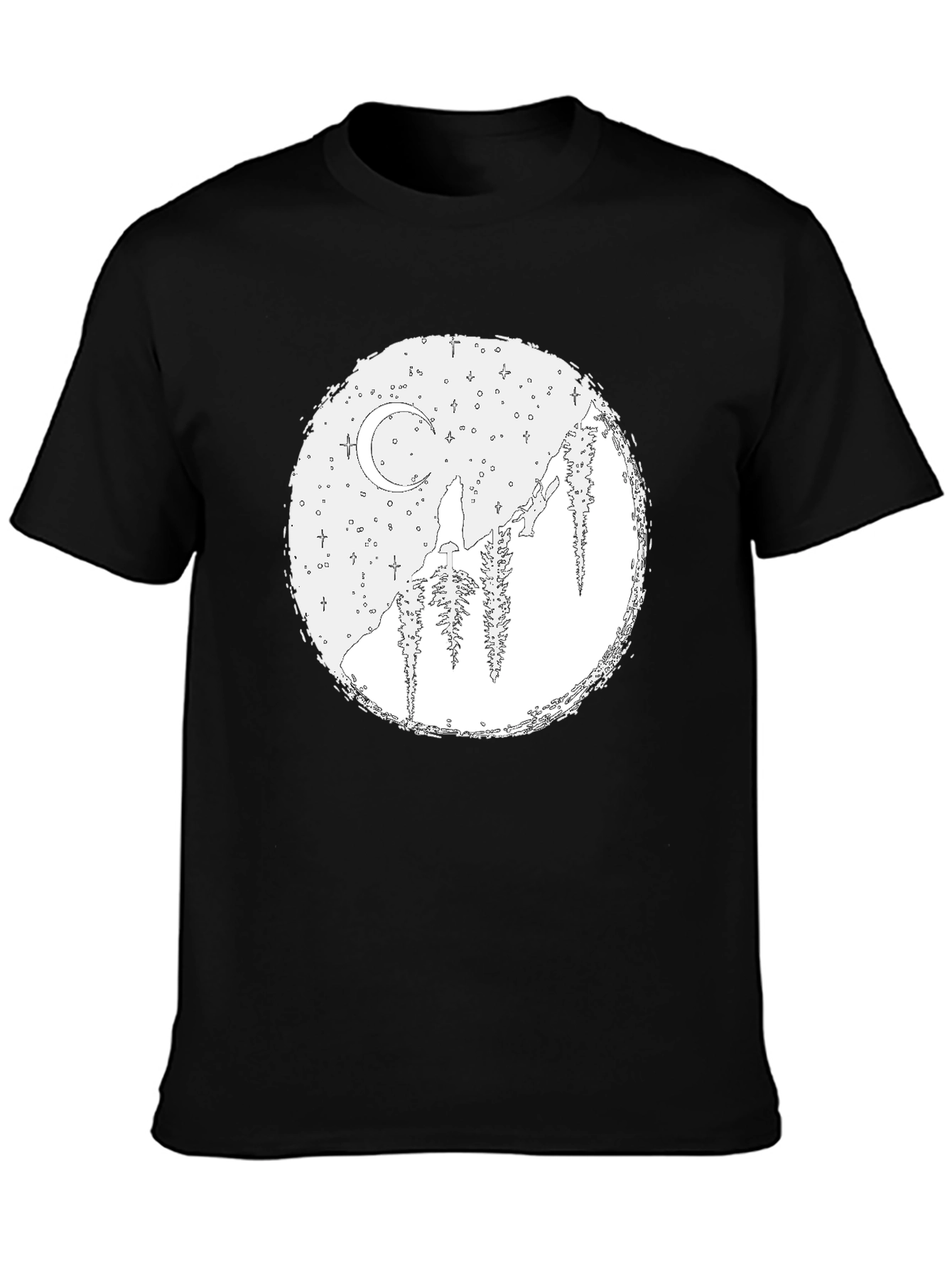 Wolf Moon Graphic Tee - Black Cotton Blend