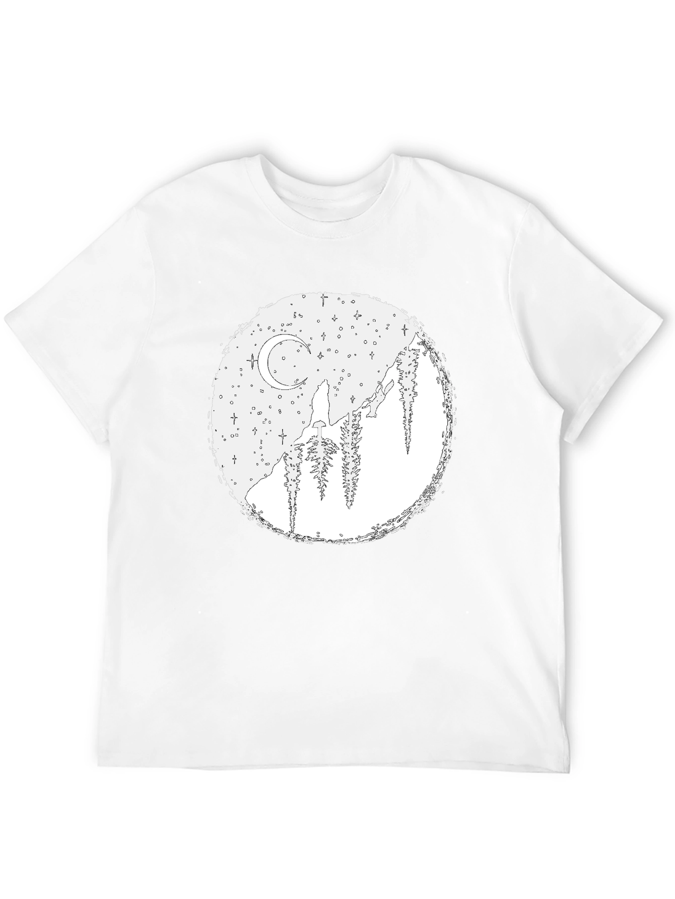 Wolf Moon Graphic Tee - Black Cotton Blend