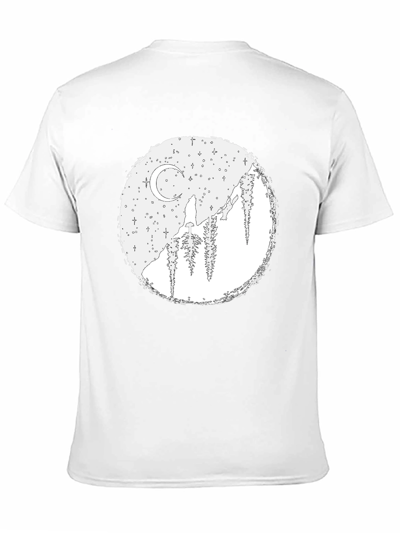 Wolf Moon Graphic Tee - Black Cotton Blend