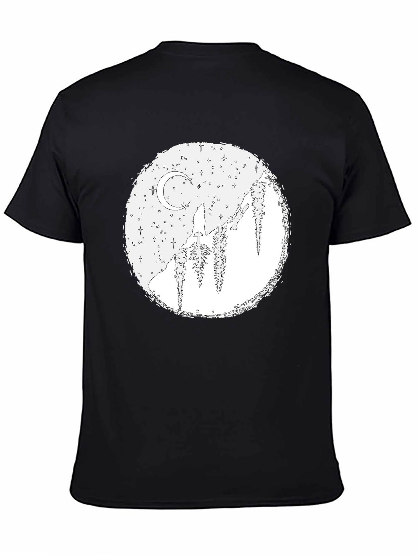 Wolf Moon Graphic Tee - Black Cotton Blend