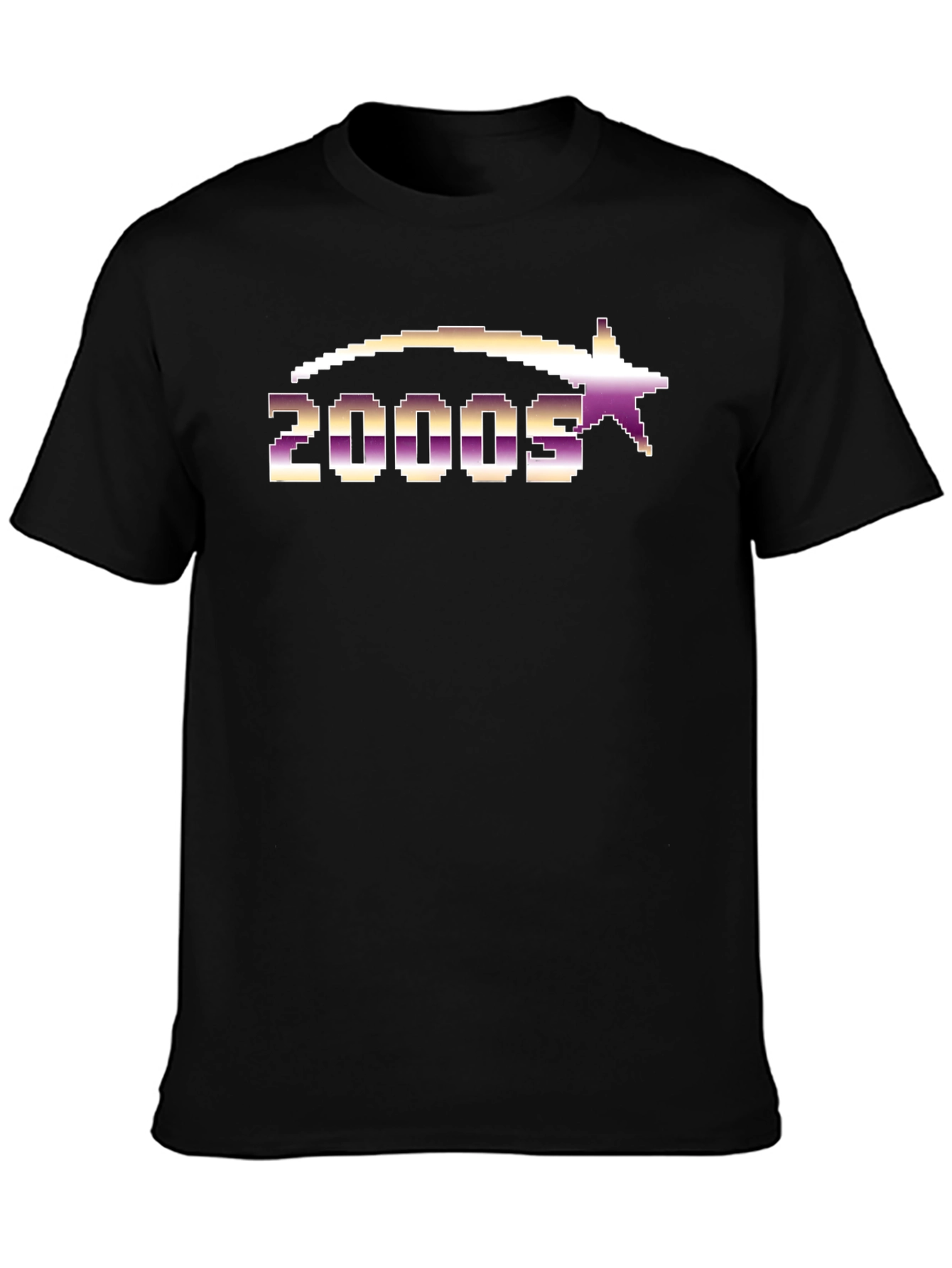 2000s Pixelated Graphic Tee - Black Cotton Blend