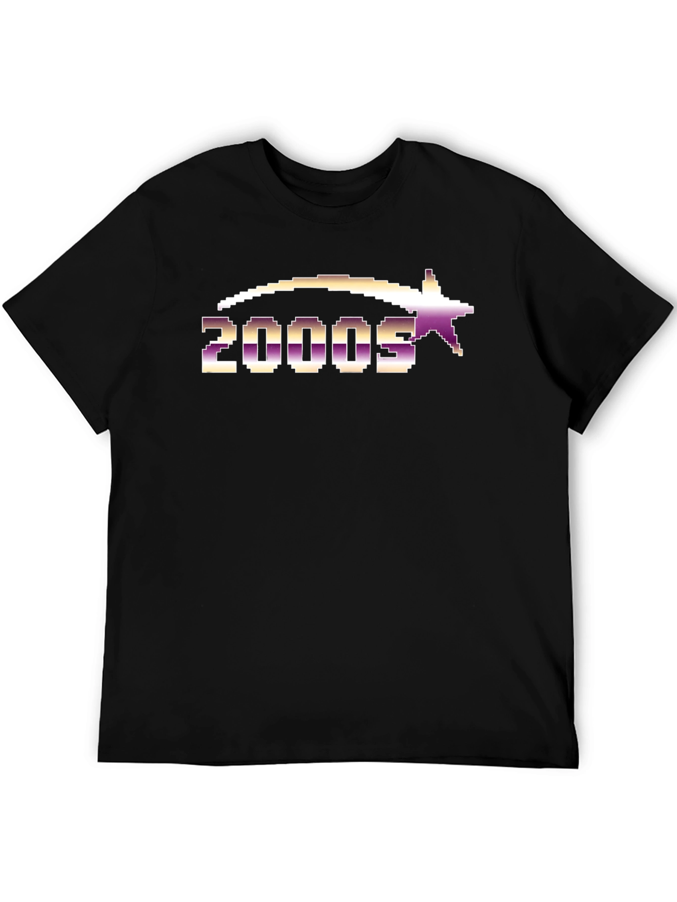 2000s Pixelated Graphic Tee - Black Cotton Blend