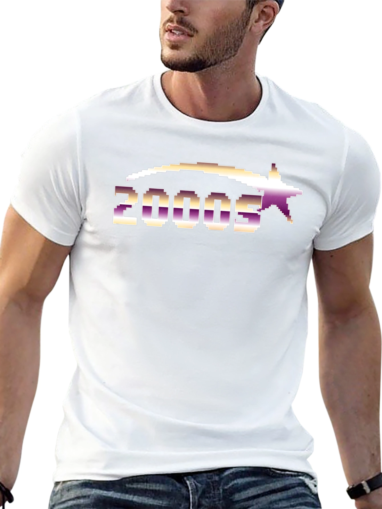 2000s Pixelated Graphic Tee - Black Cotton Blend
