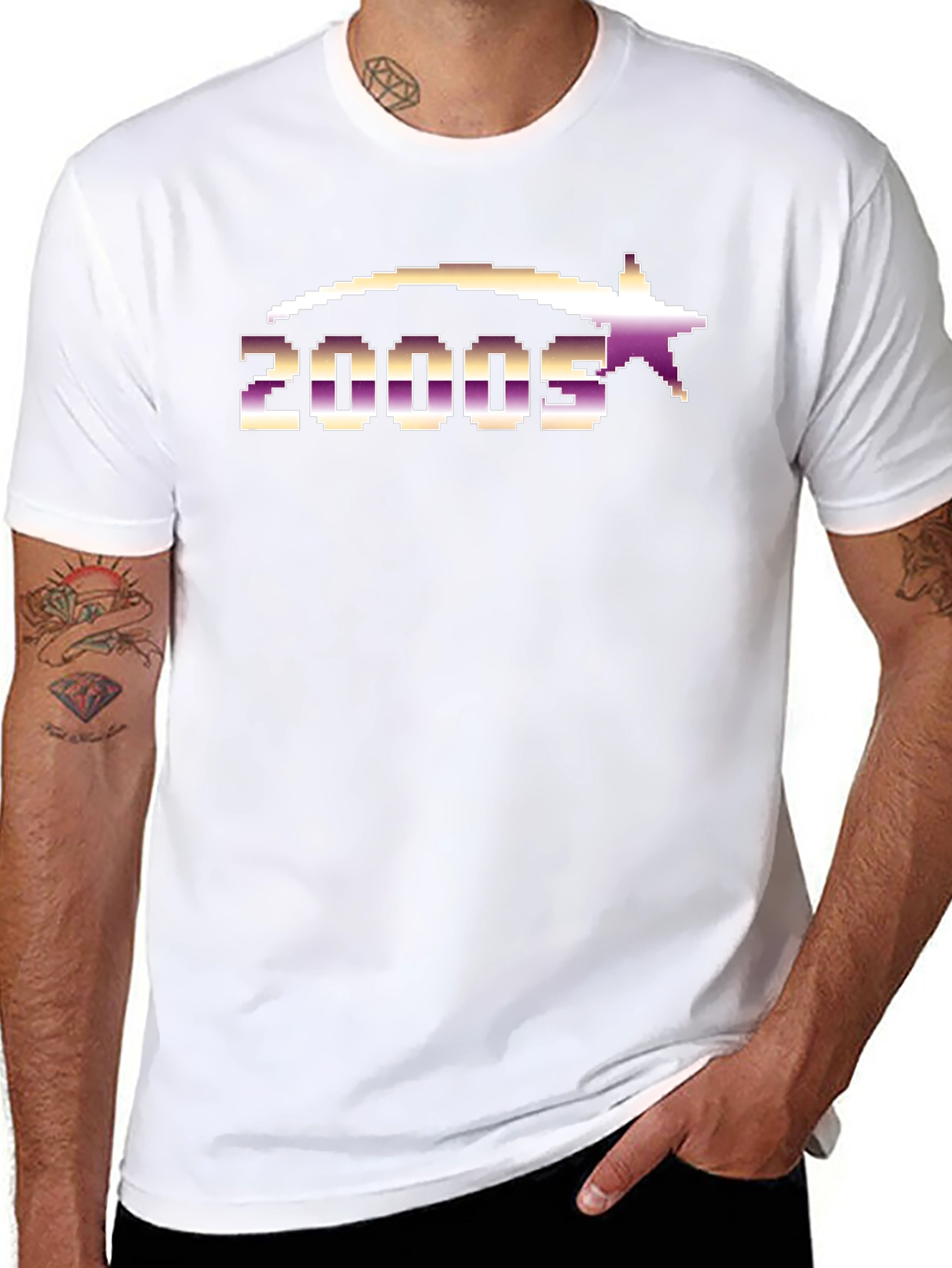 2000s Pixelated Graphic Tee - Black Cotton Blend