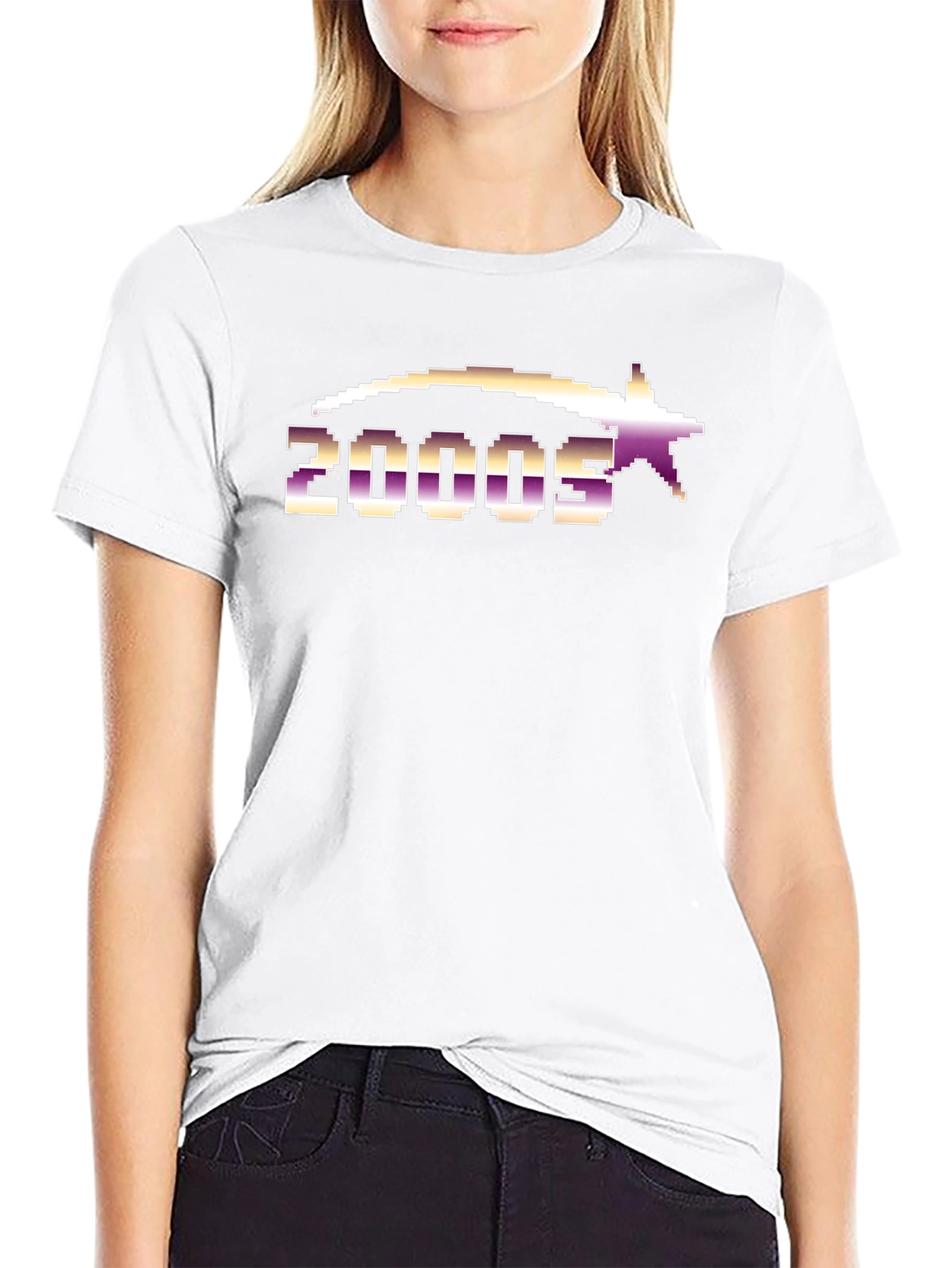2000s Pixelated Graphic Tee - Black Cotton Blend