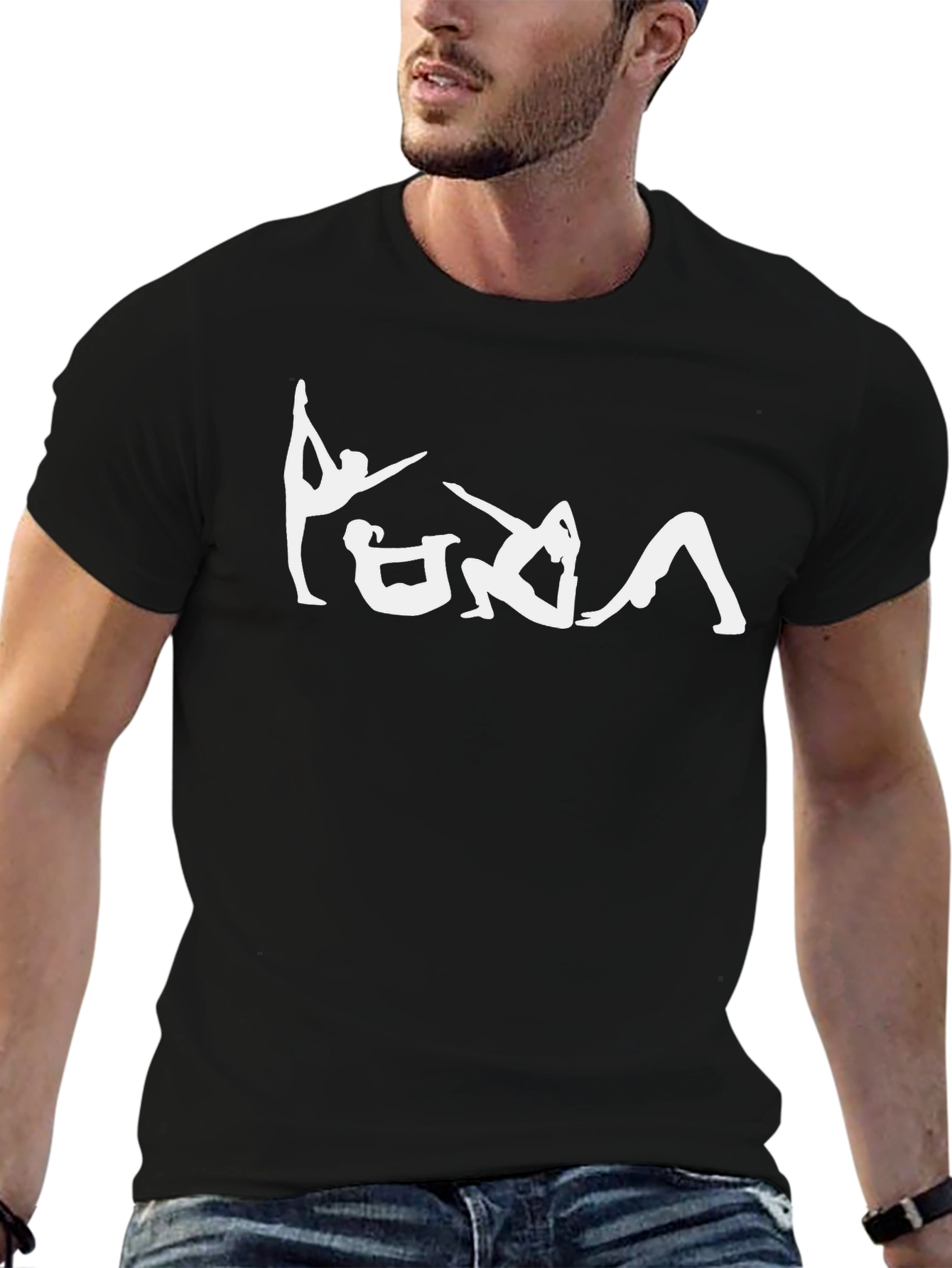 Yoga Pose Black T-Shirt - Fitness Apparel
