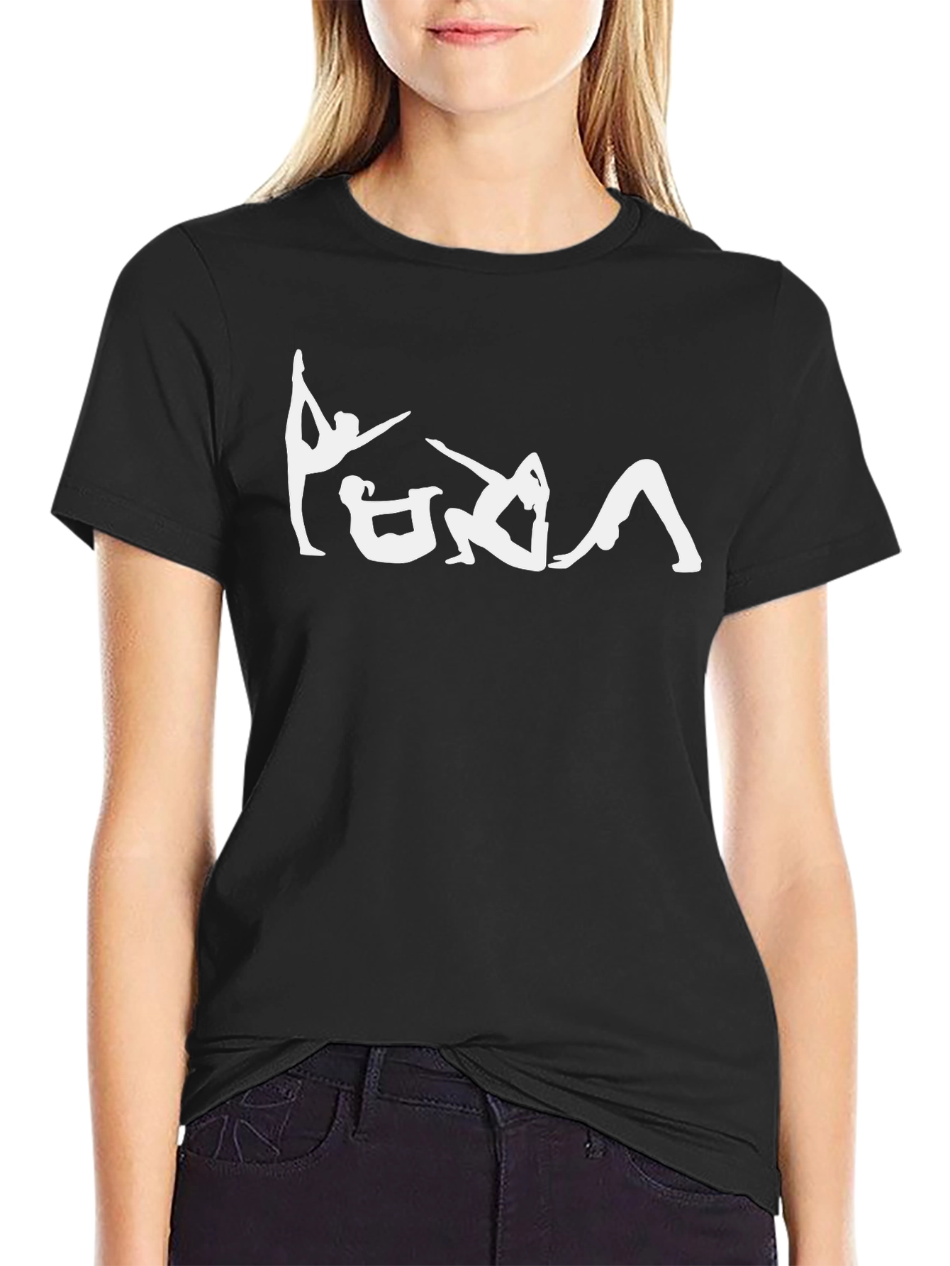 Yoga Pose Black T-Shirt - Fitness Apparel