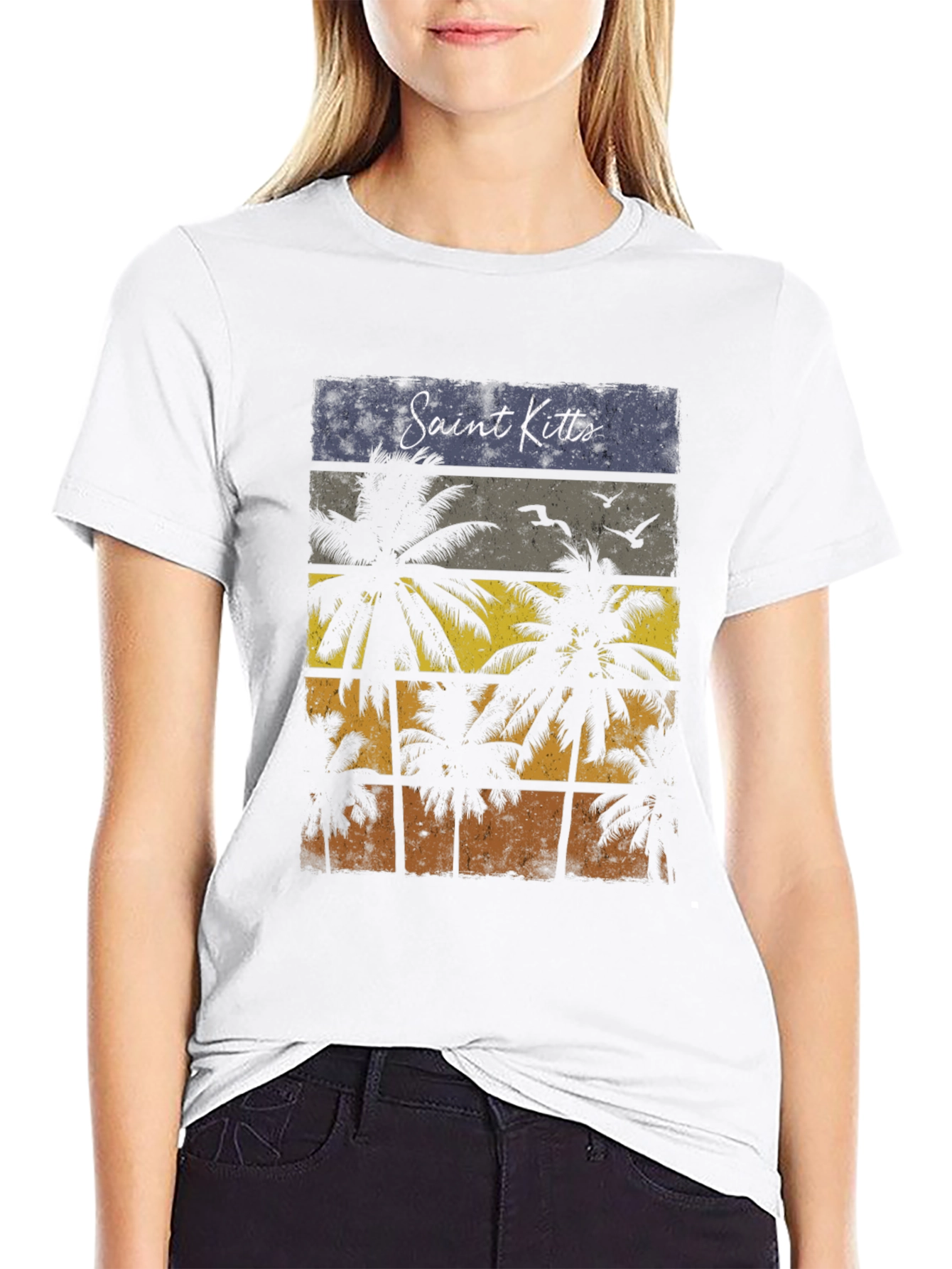 Saint Kitts Palm Tree Retro Graphic Tee