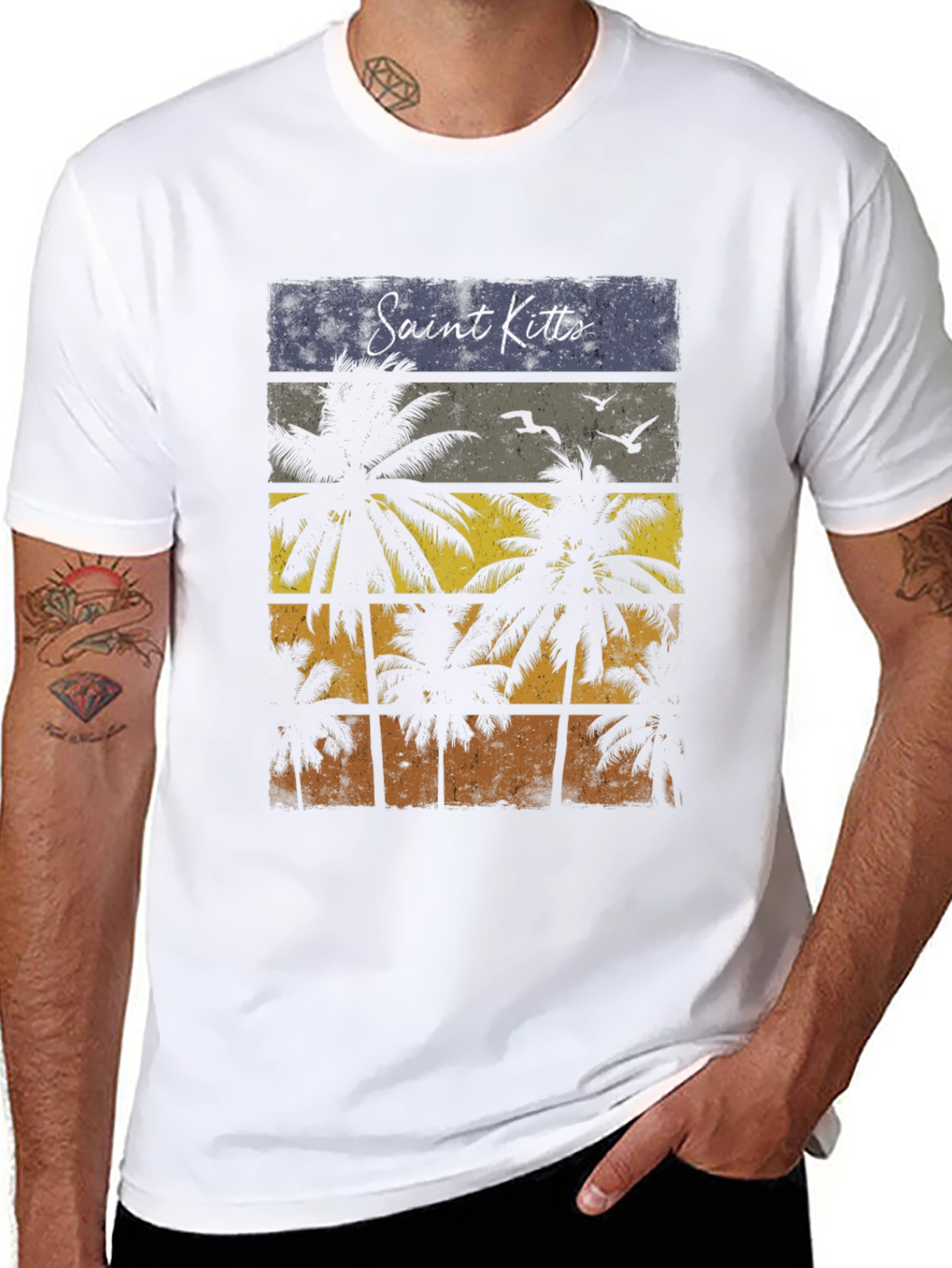 Saint Kitts Palm Tree Retro Graphic Tee