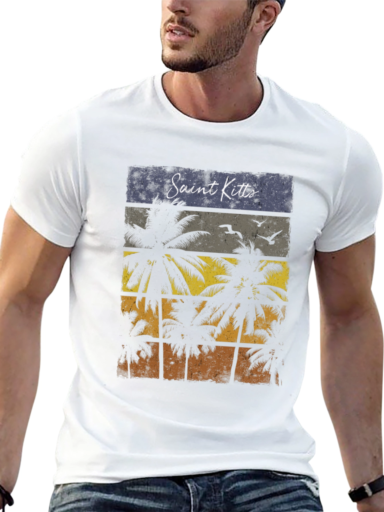 Saint Kitts Palm Tree Retro Graphic Tee