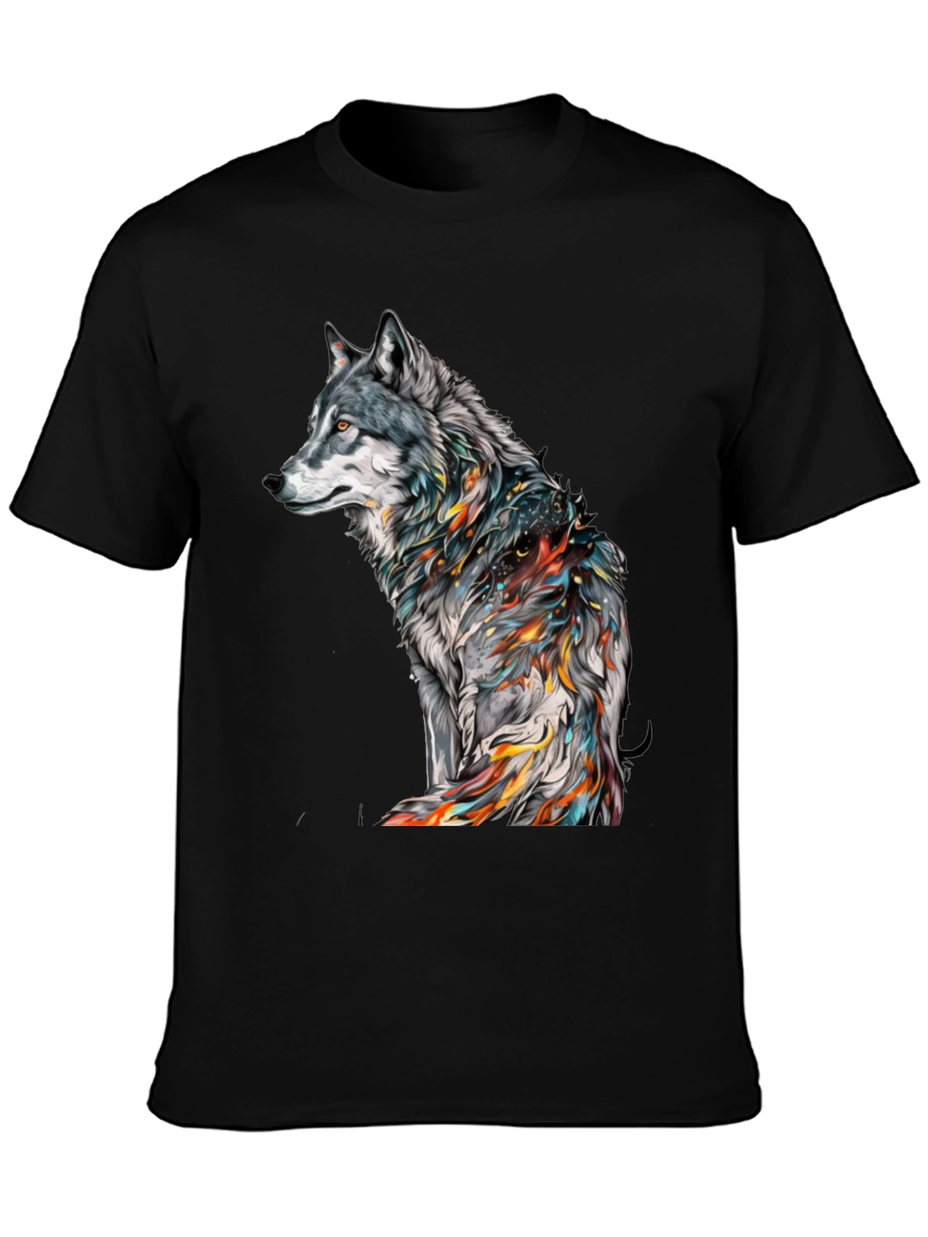 Wolf Graphic Print Black T-Shirt