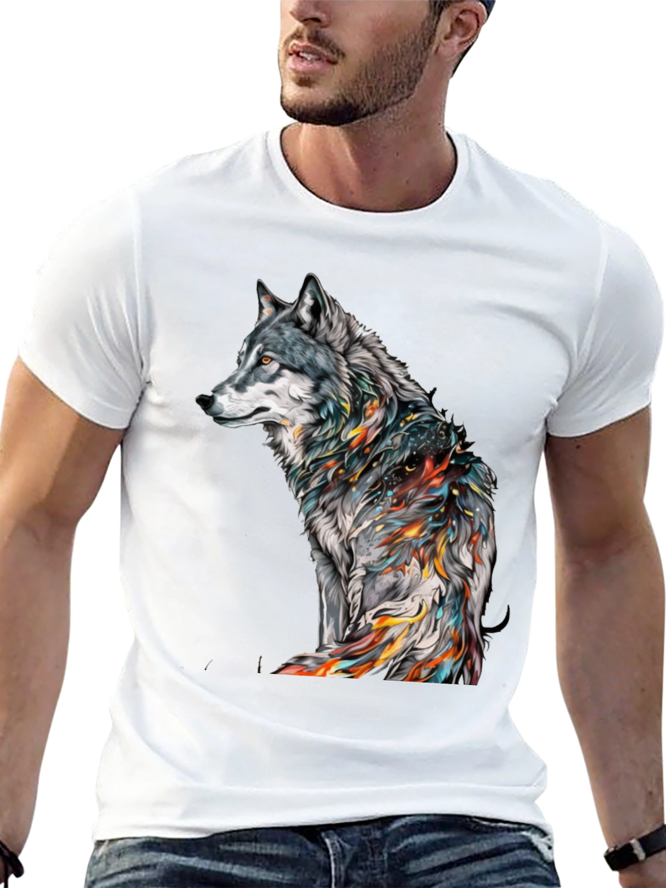 Wolf Graphic Print Black T-Shirt