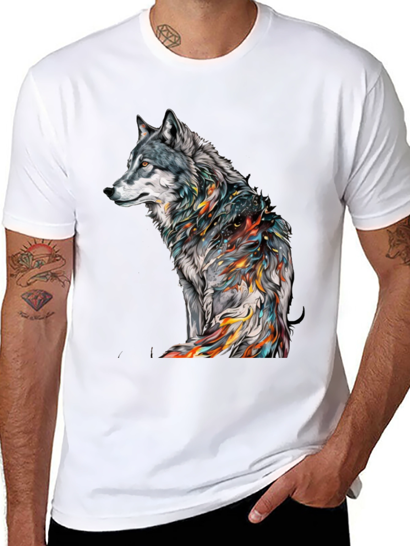 Wolf Graphic Print Black T-Shirt