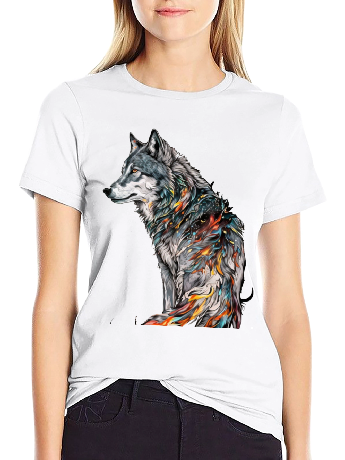 Wolf Graphic Print Black T-Shirt