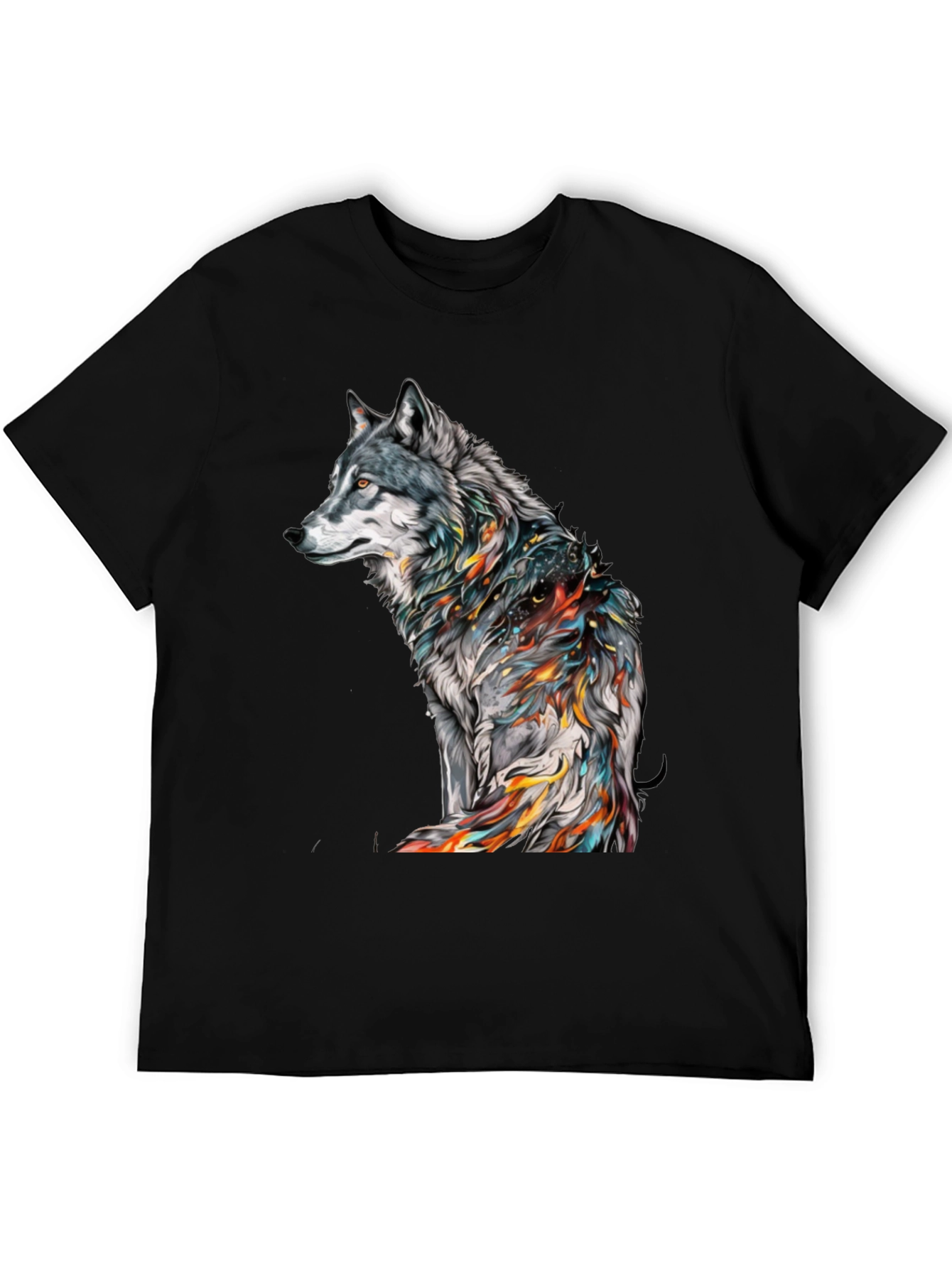Wolf Graphic Print Black T-Shirt