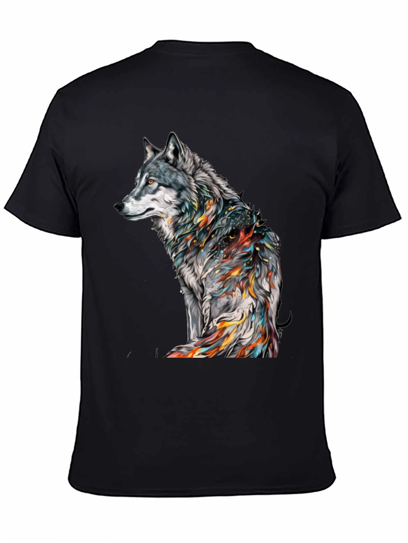 Wolf Graphic Print Black T-Shirt
