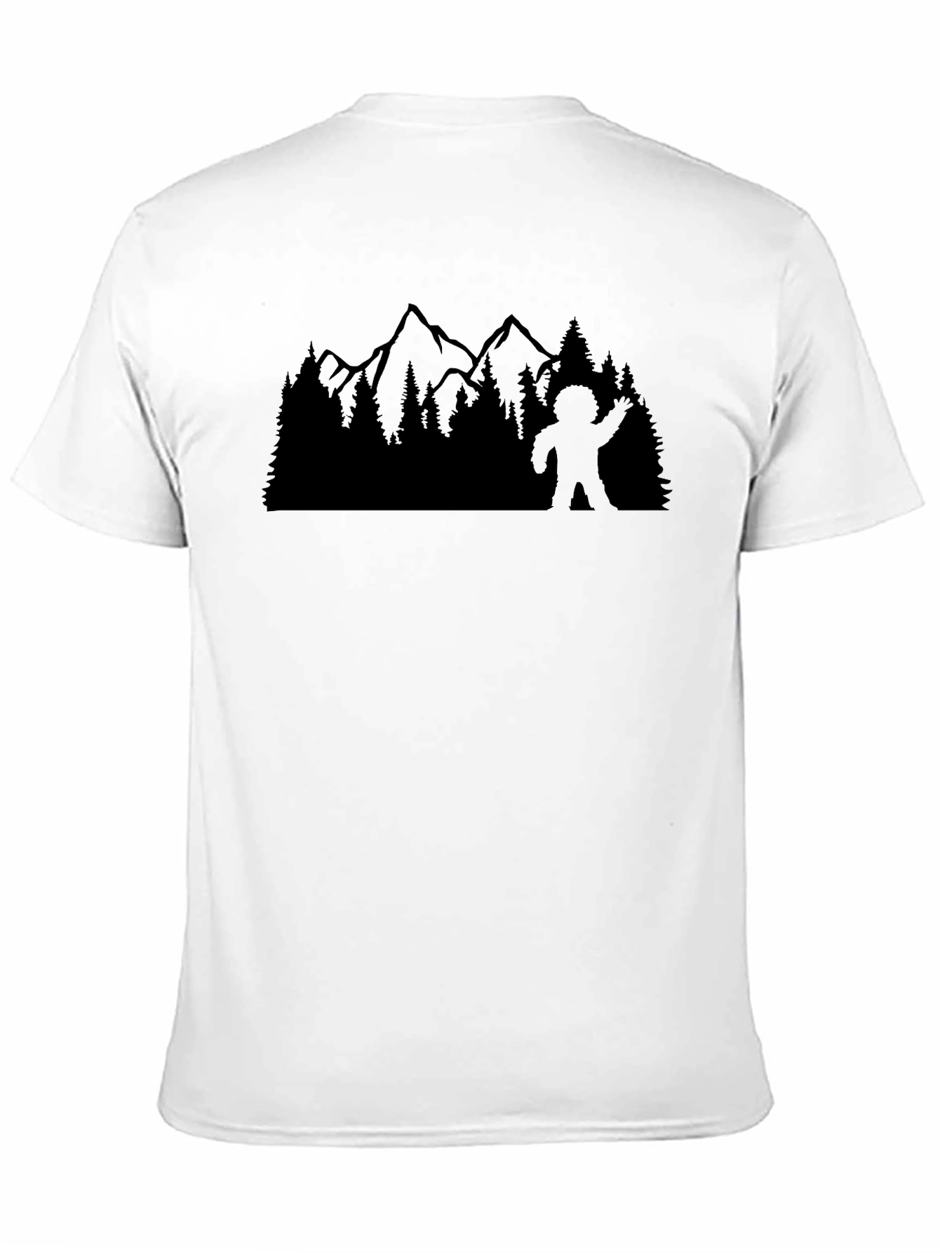 Sasquatch Waving T-Shirt: Forest & Mountain Design