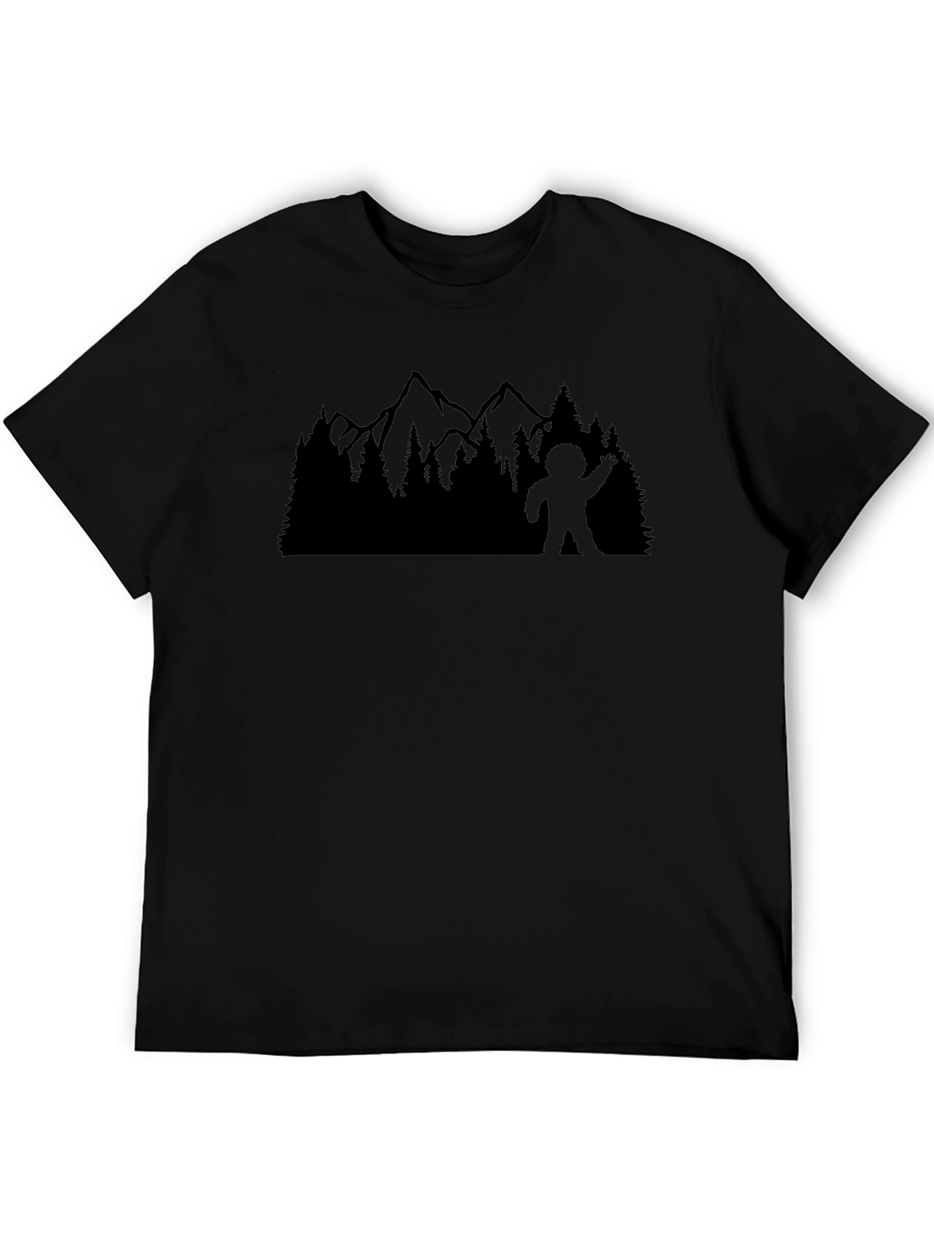 Sasquatch Waving T-Shirt: Forest & Mountain Design