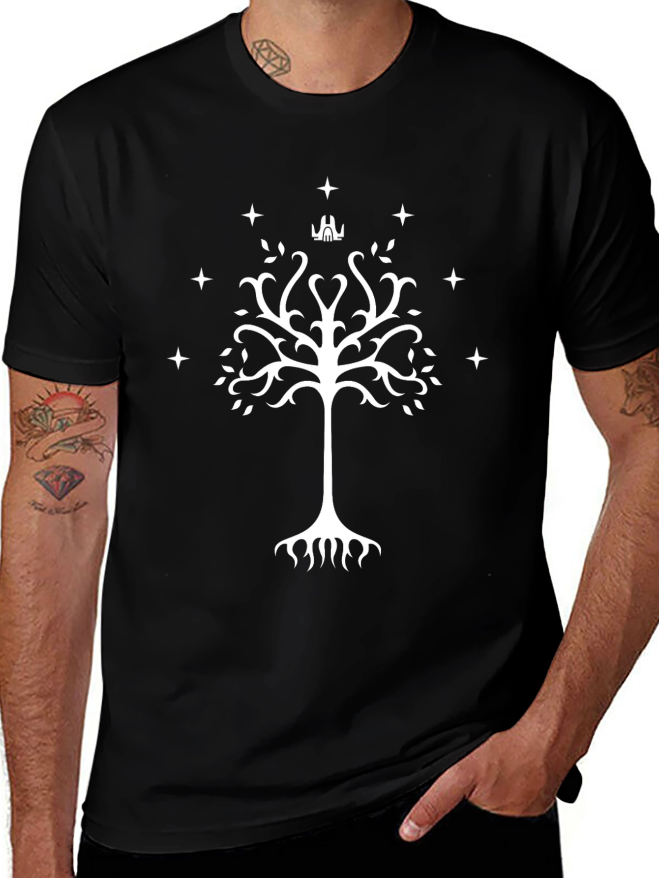 White Tree of Gondor Black T-Shirt