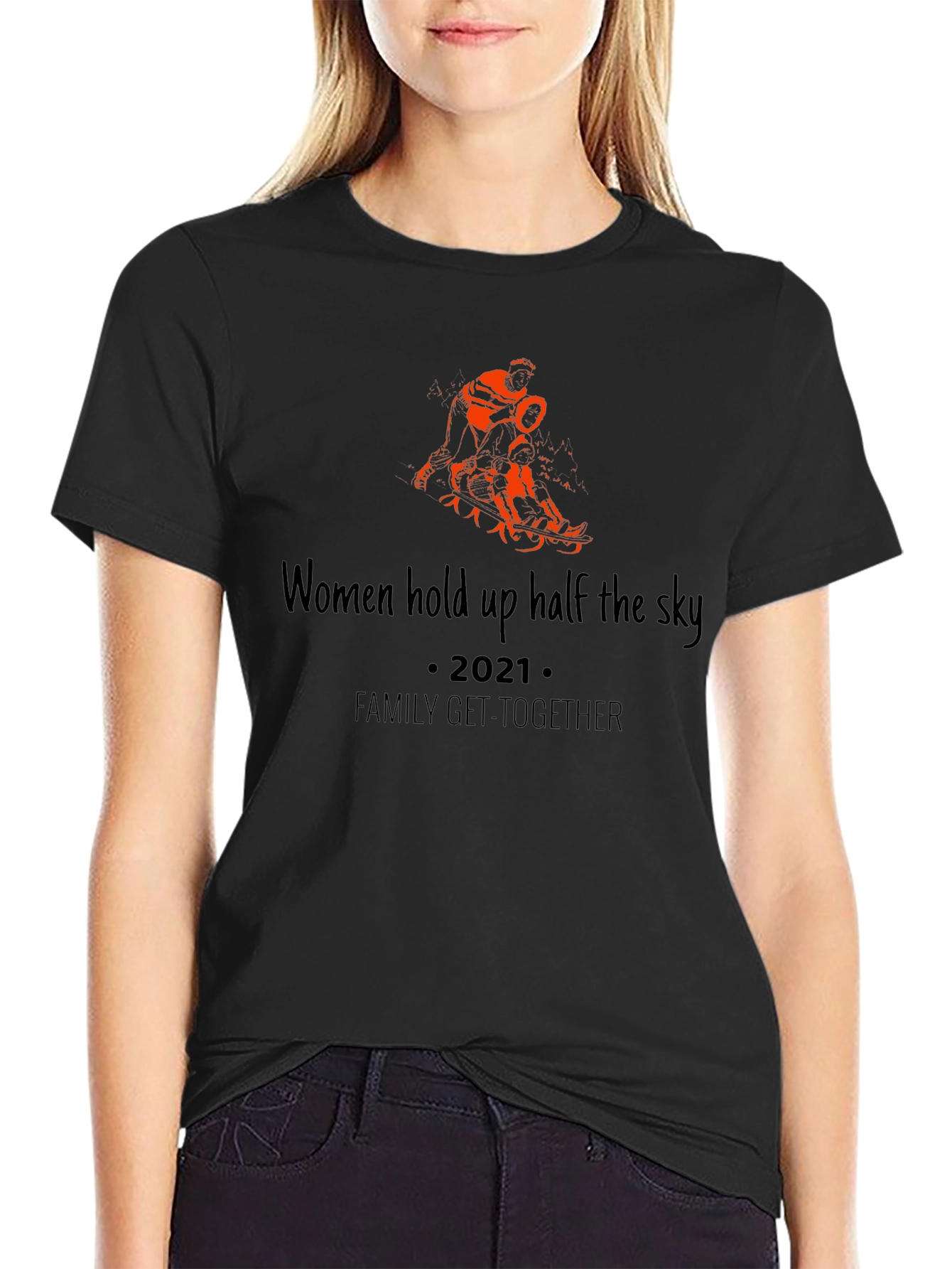 Women Hold Up The Sky Black Tee