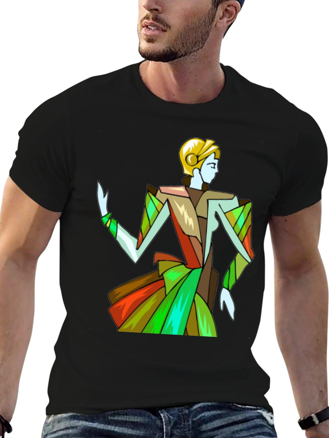 Abstract Woman Graphic Black T-Shirt