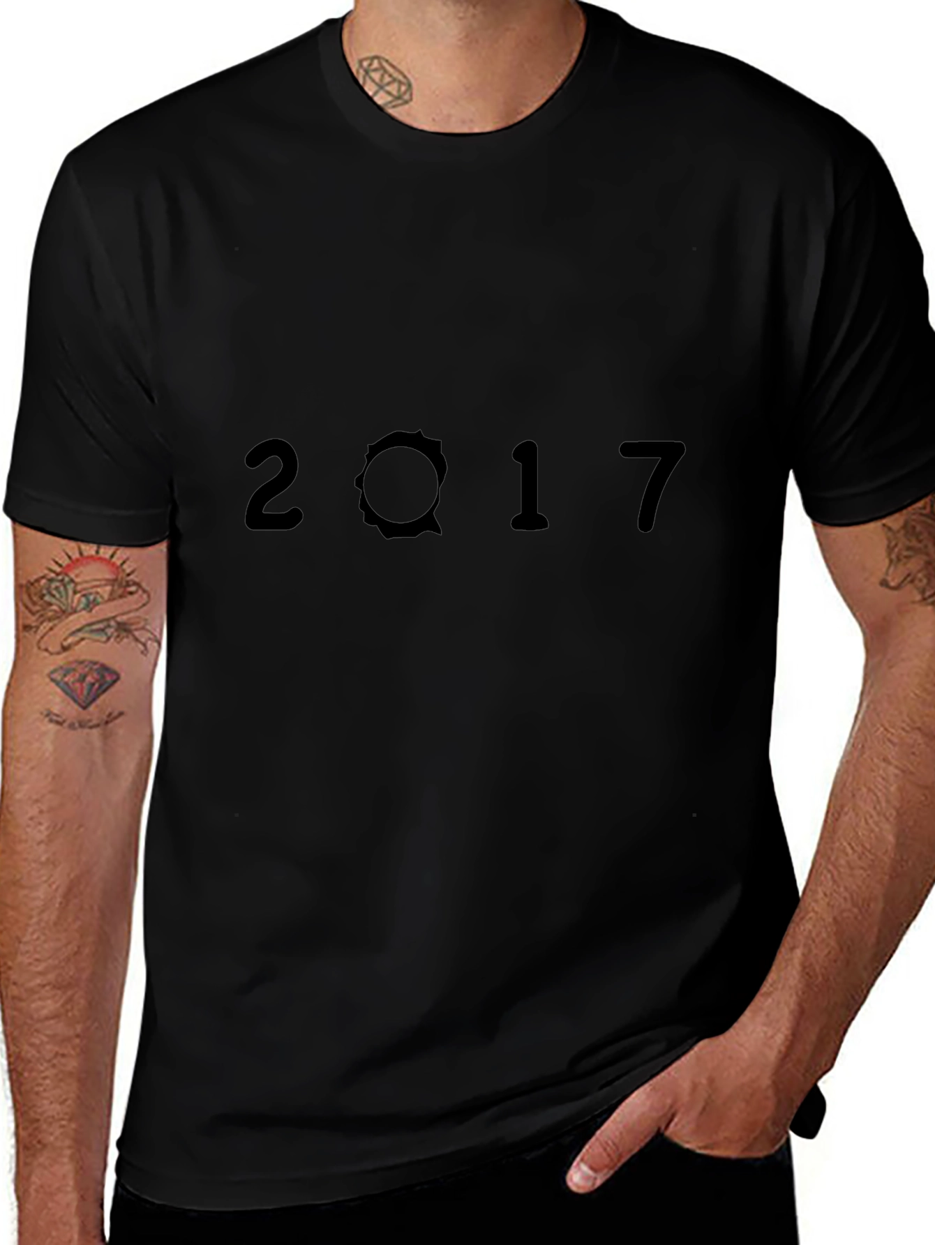 2017 Graphic Black T-Shirt - Classic Casual Tee