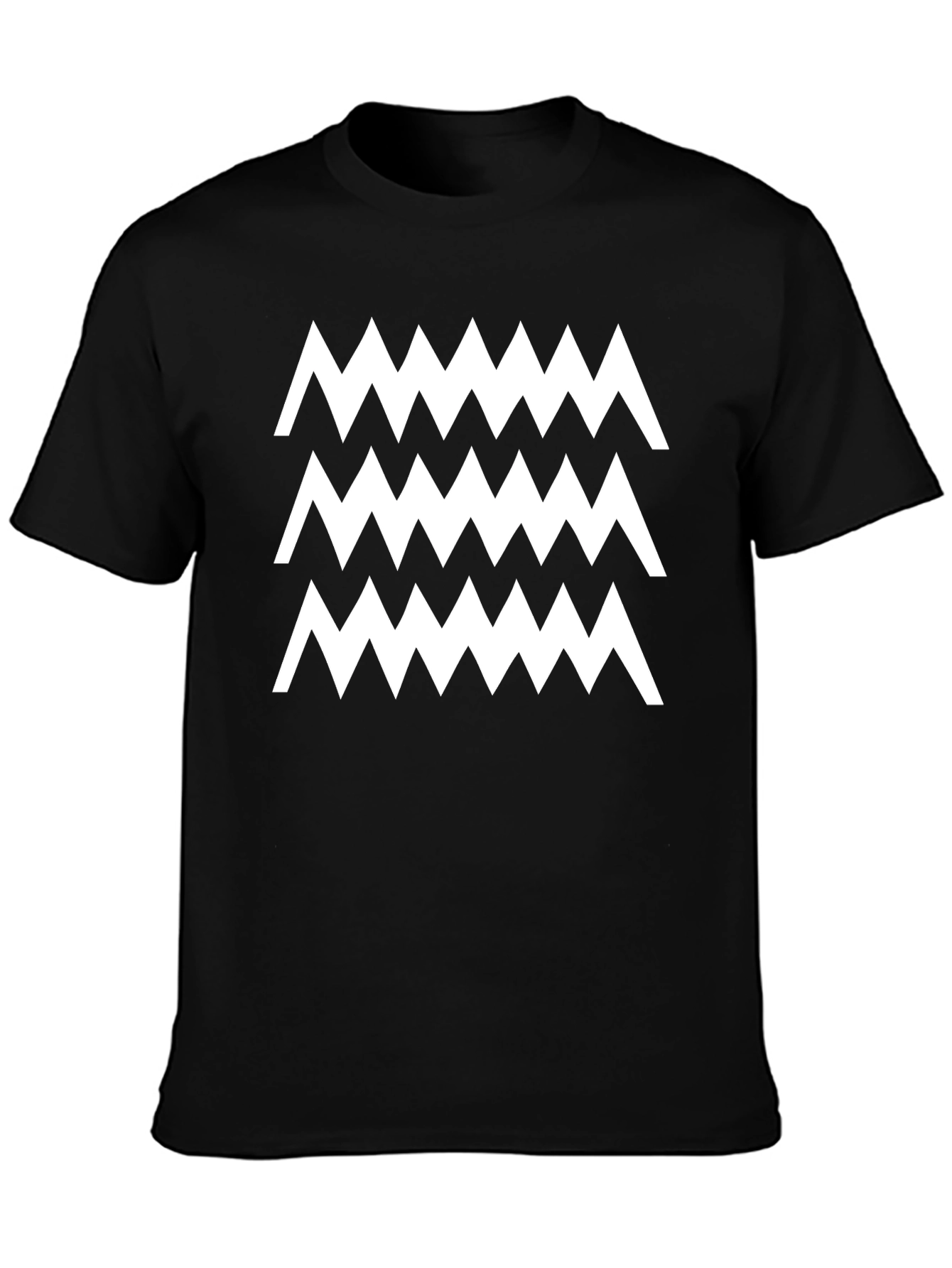 Zigzag Pattern Black Cotton T-Shirt