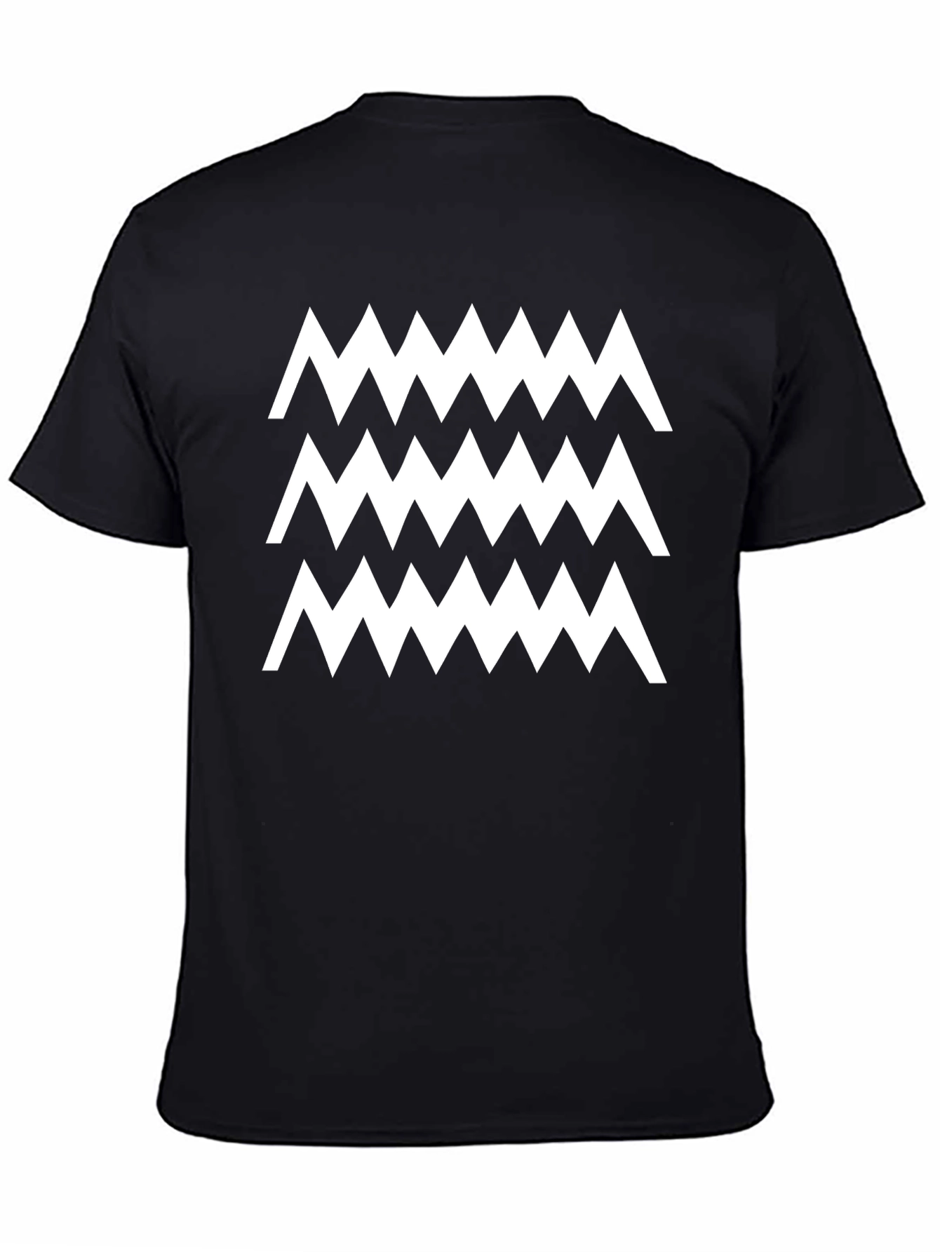 Zigzag Pattern Black Cotton T-Shirt