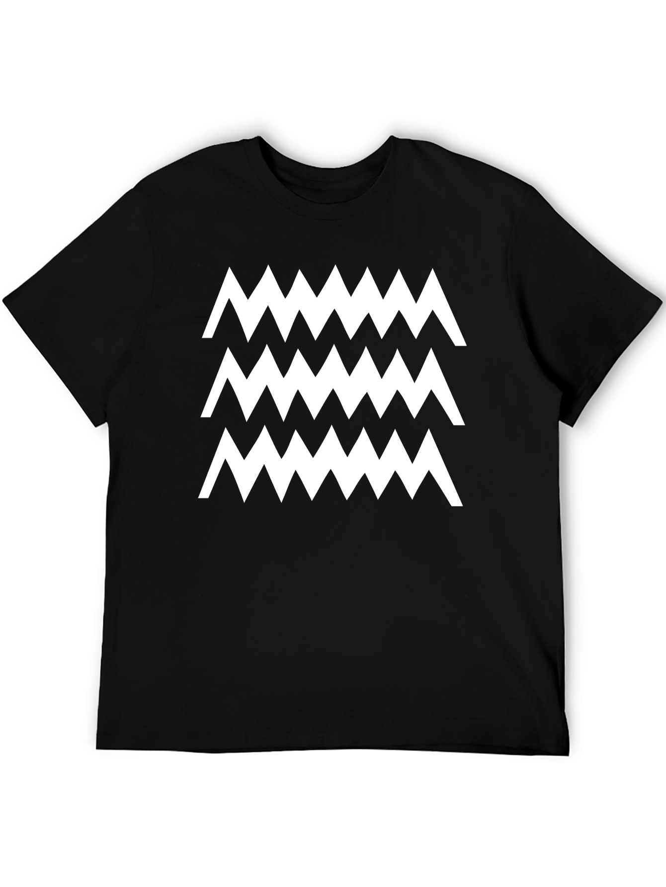 Zigzag Pattern Black Cotton T-Shirt