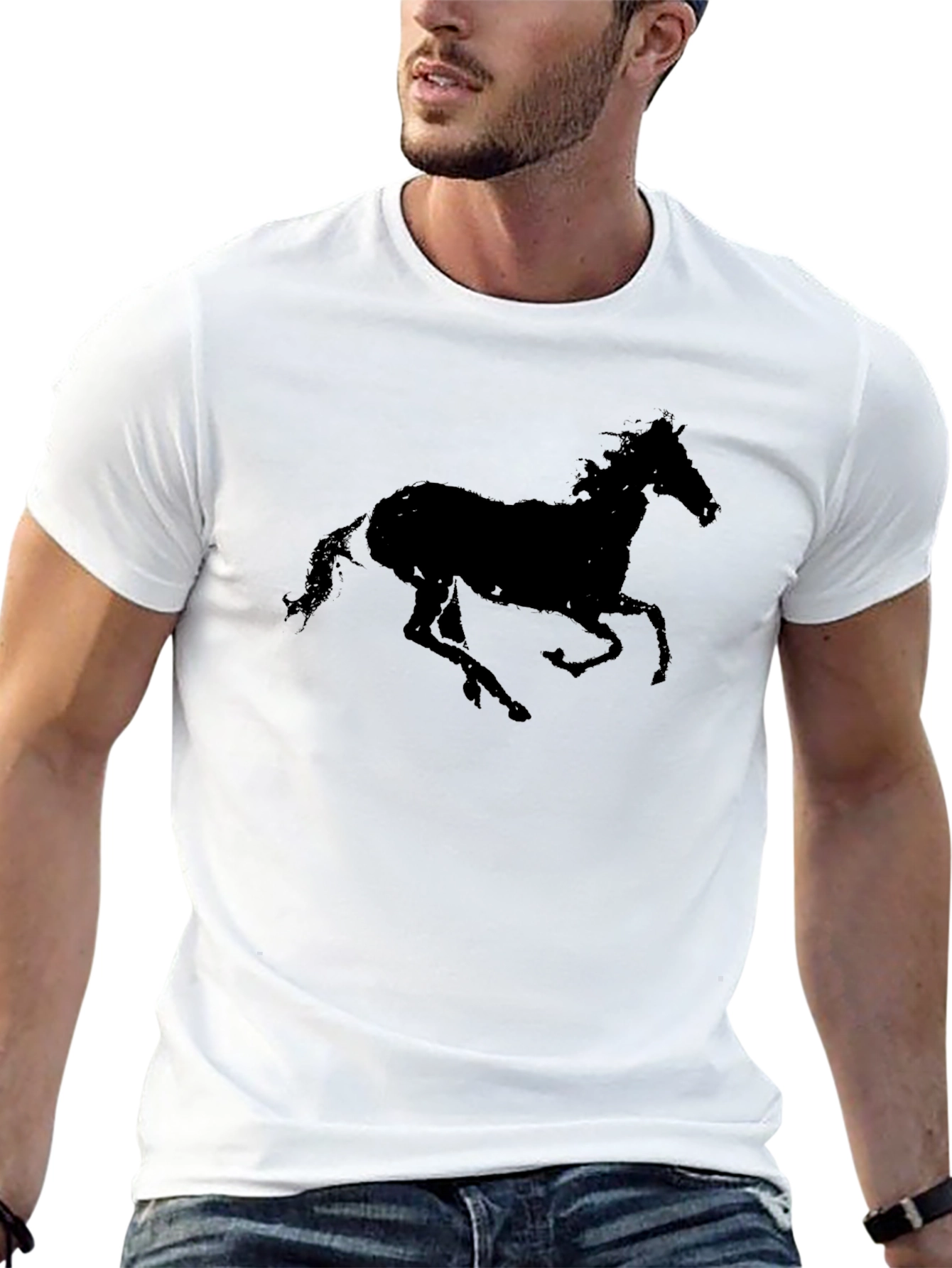 Black Horse Silhouette Graphic T-Shirt