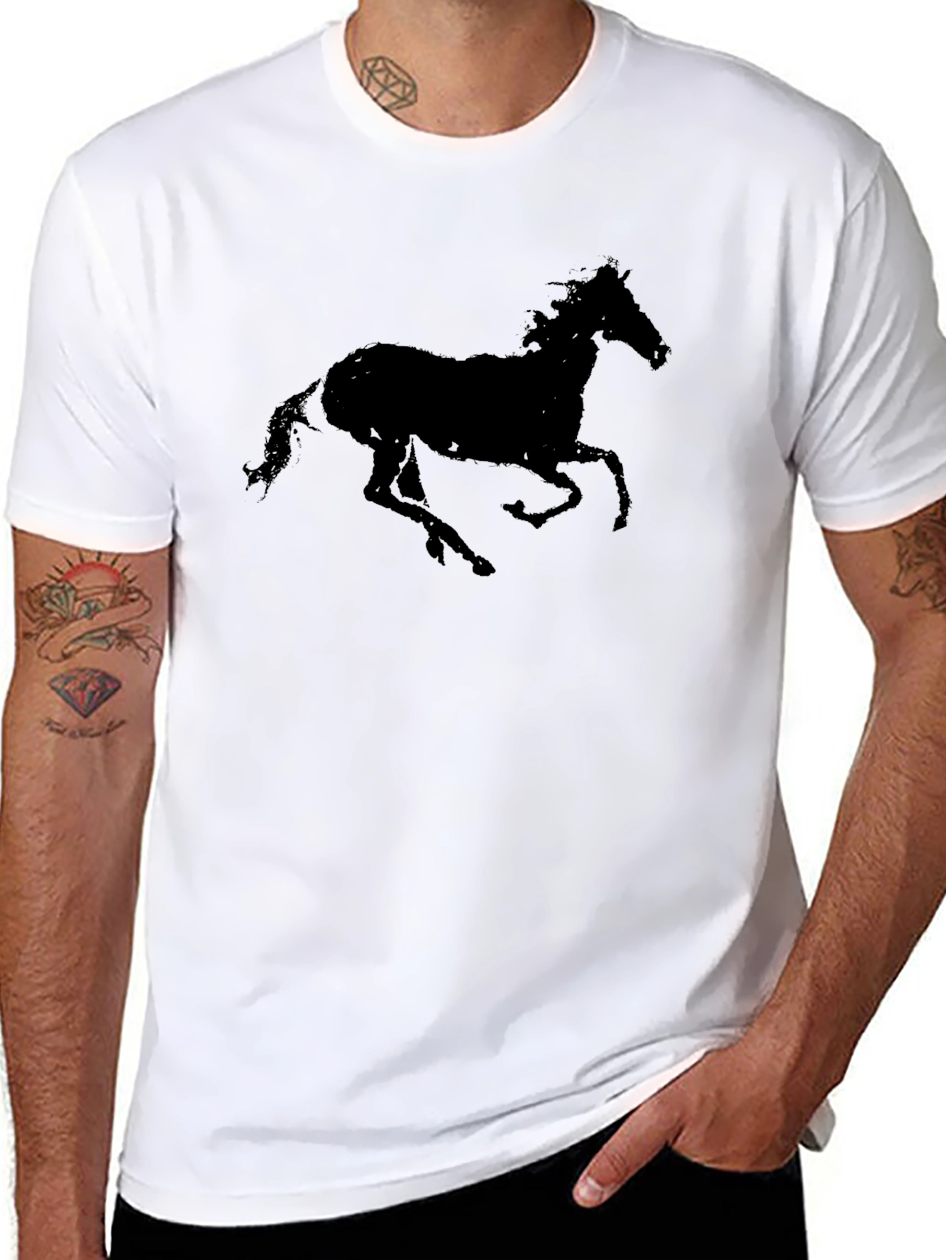 Black Horse Silhouette Graphic T-Shirt