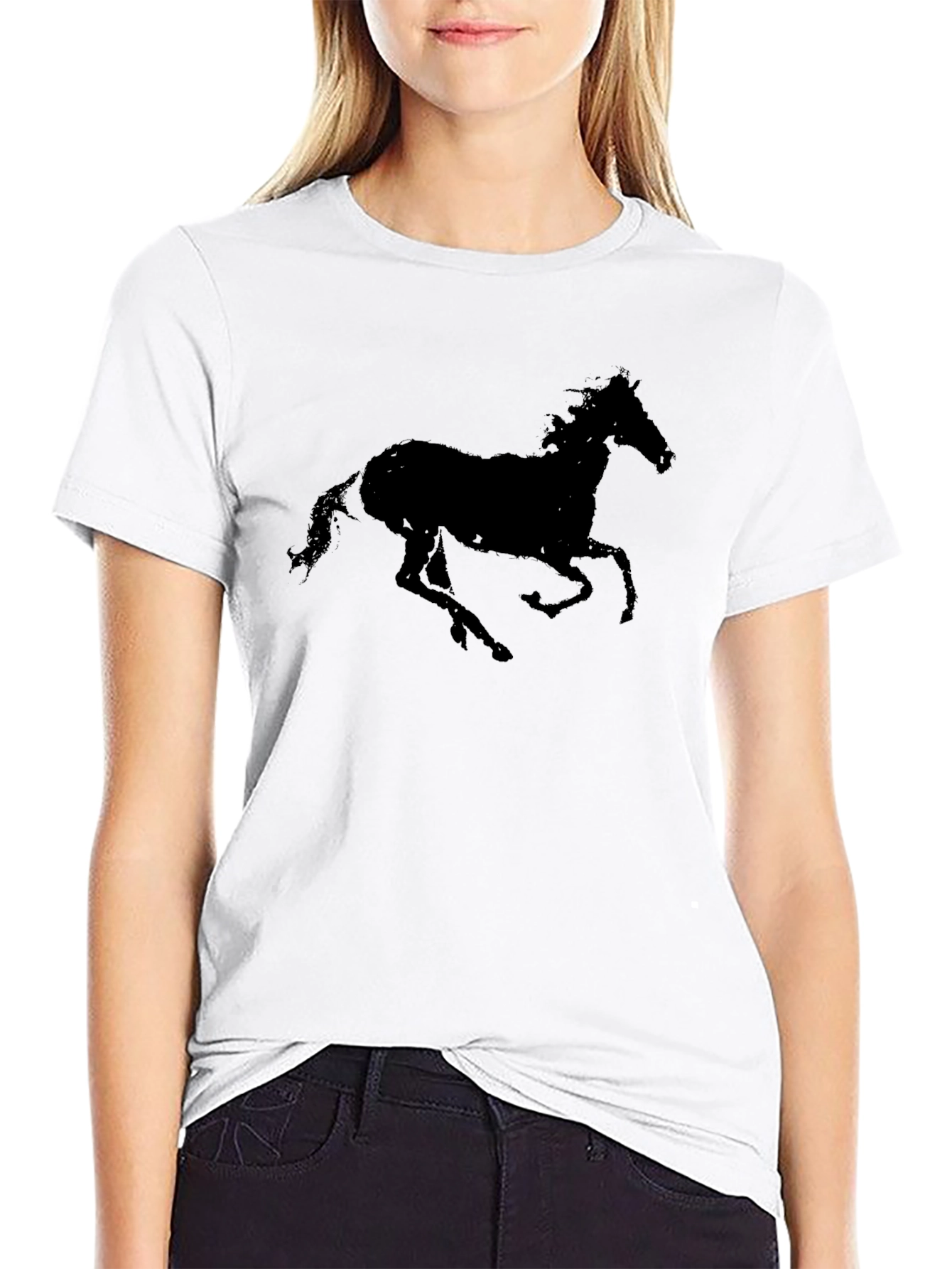 Black Horse Silhouette Graphic T-Shirt